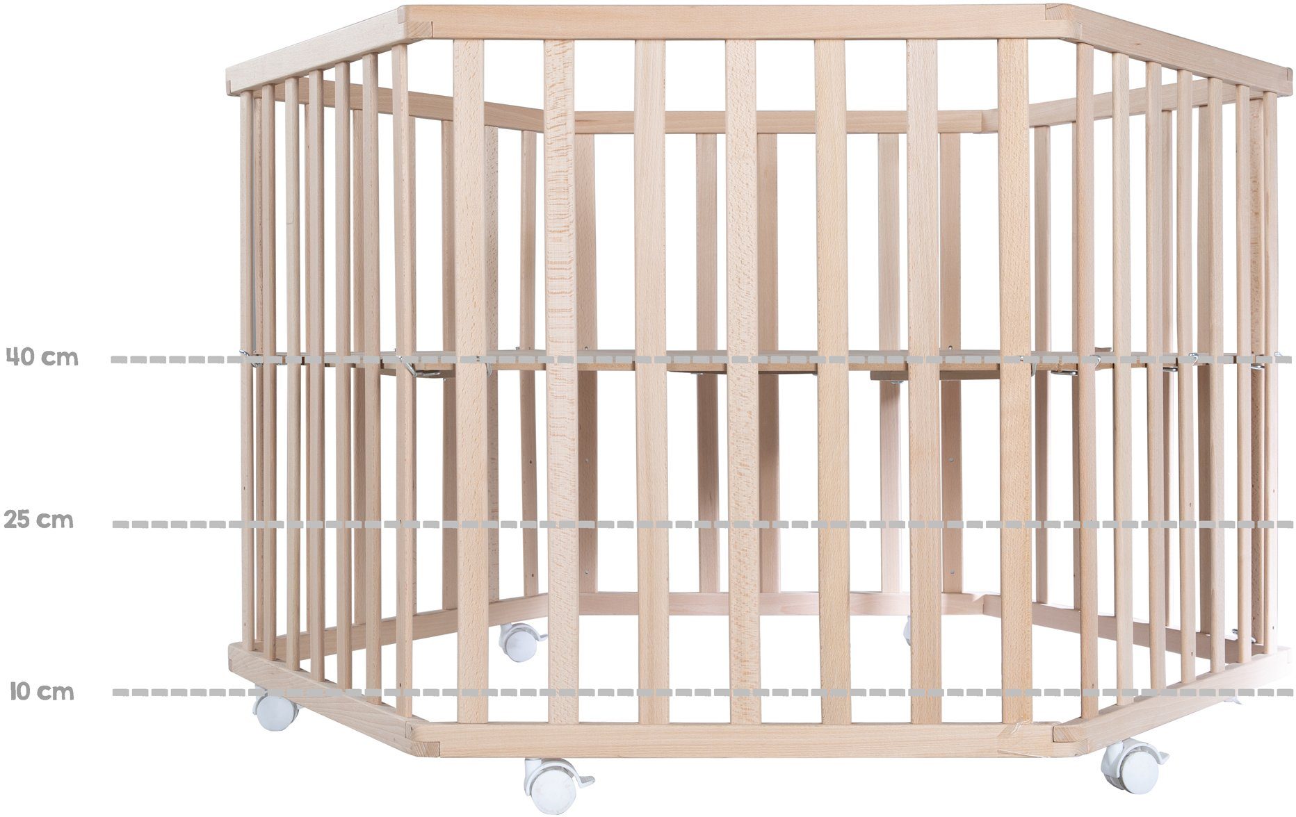 Roba® Box Stijl, beuken, 6-hoekig met beschermend inzetstuk en hoofdbeschermer