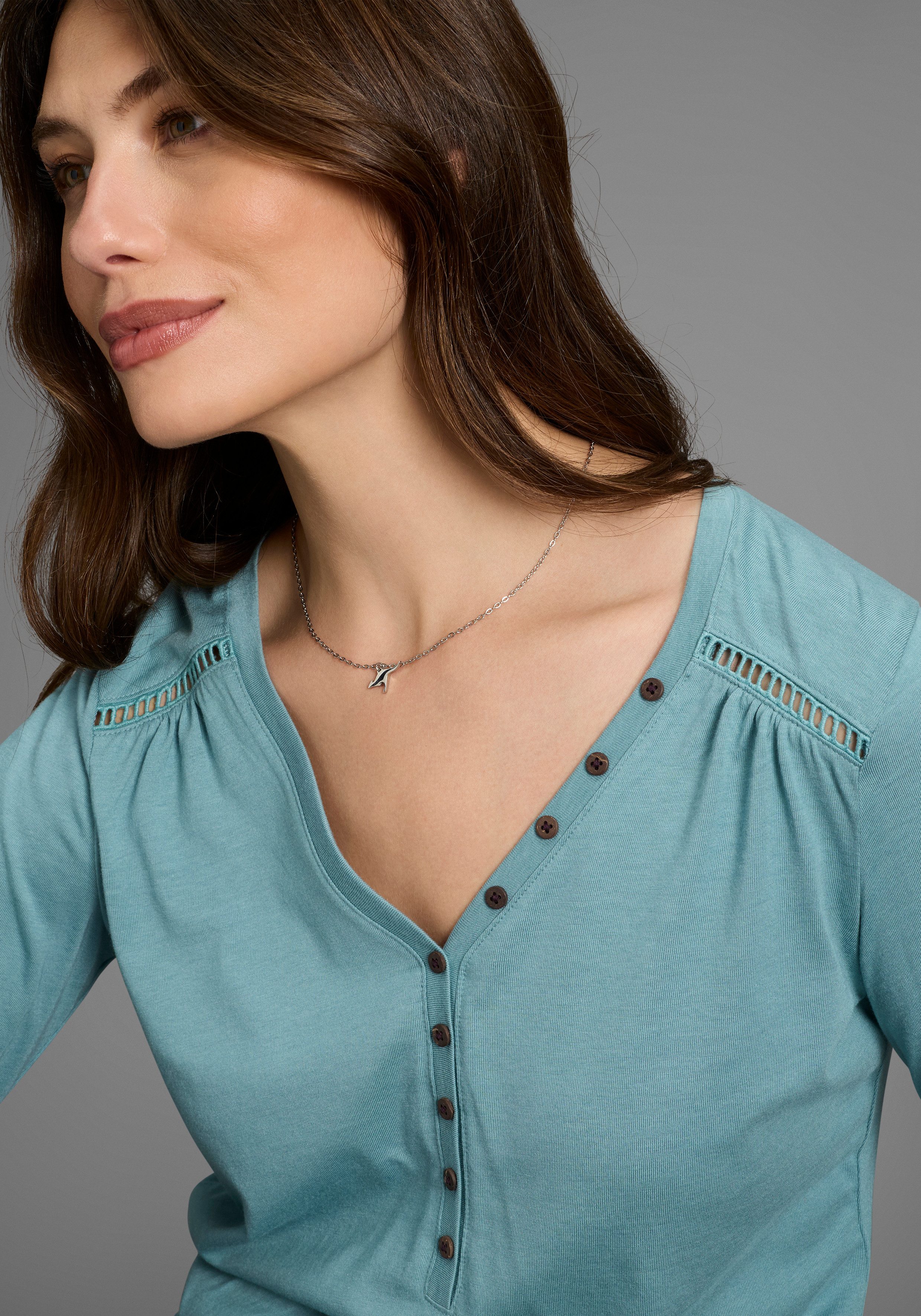 KangaROOS Shirt met lange mouwen met knoopsluiting en schattige details