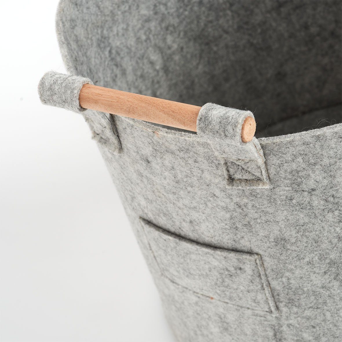 Zeller Present Opbergmand vilt/hout, grijs (1 stuk)