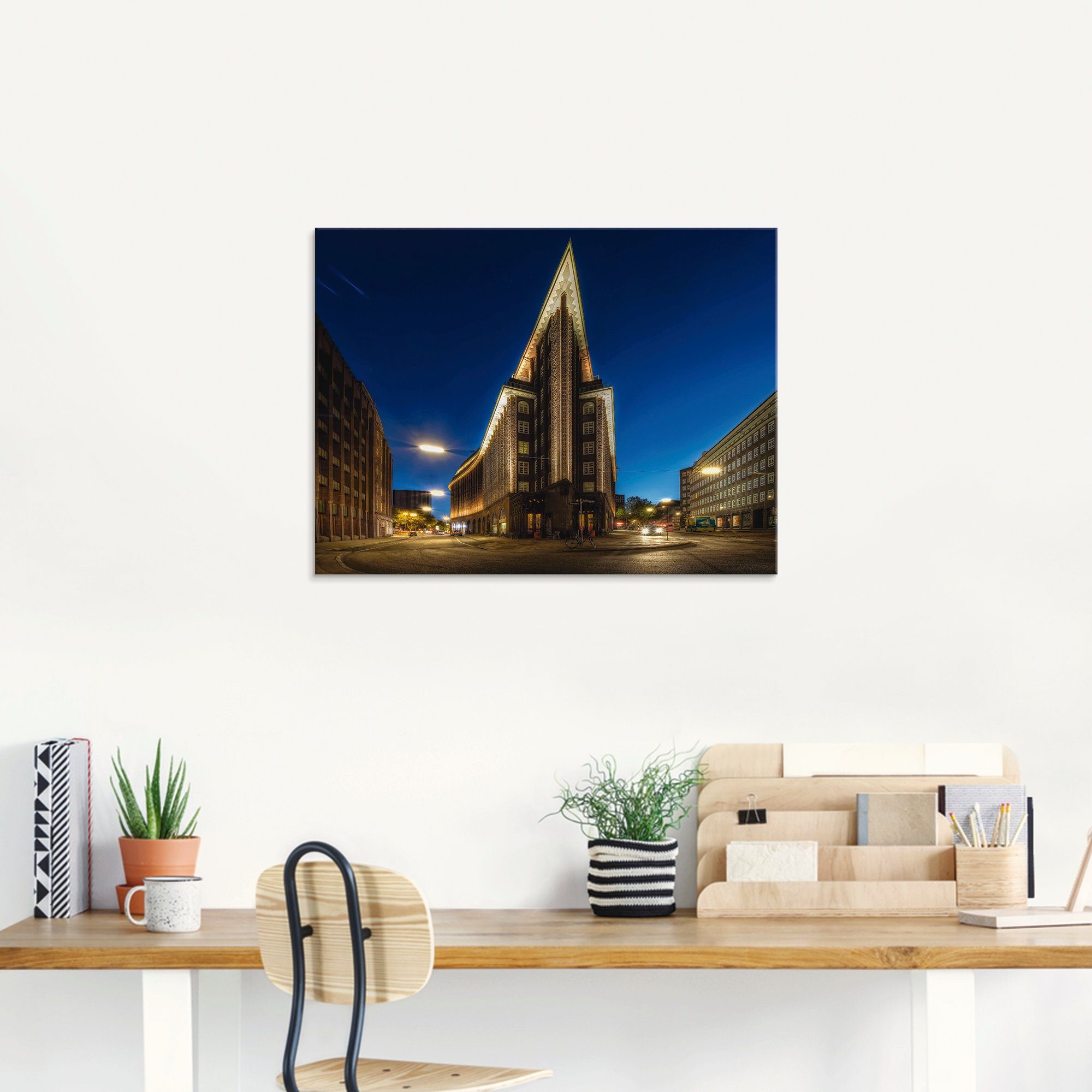 Artland Print op glas Hamburg Chilehaus in verschillende maten