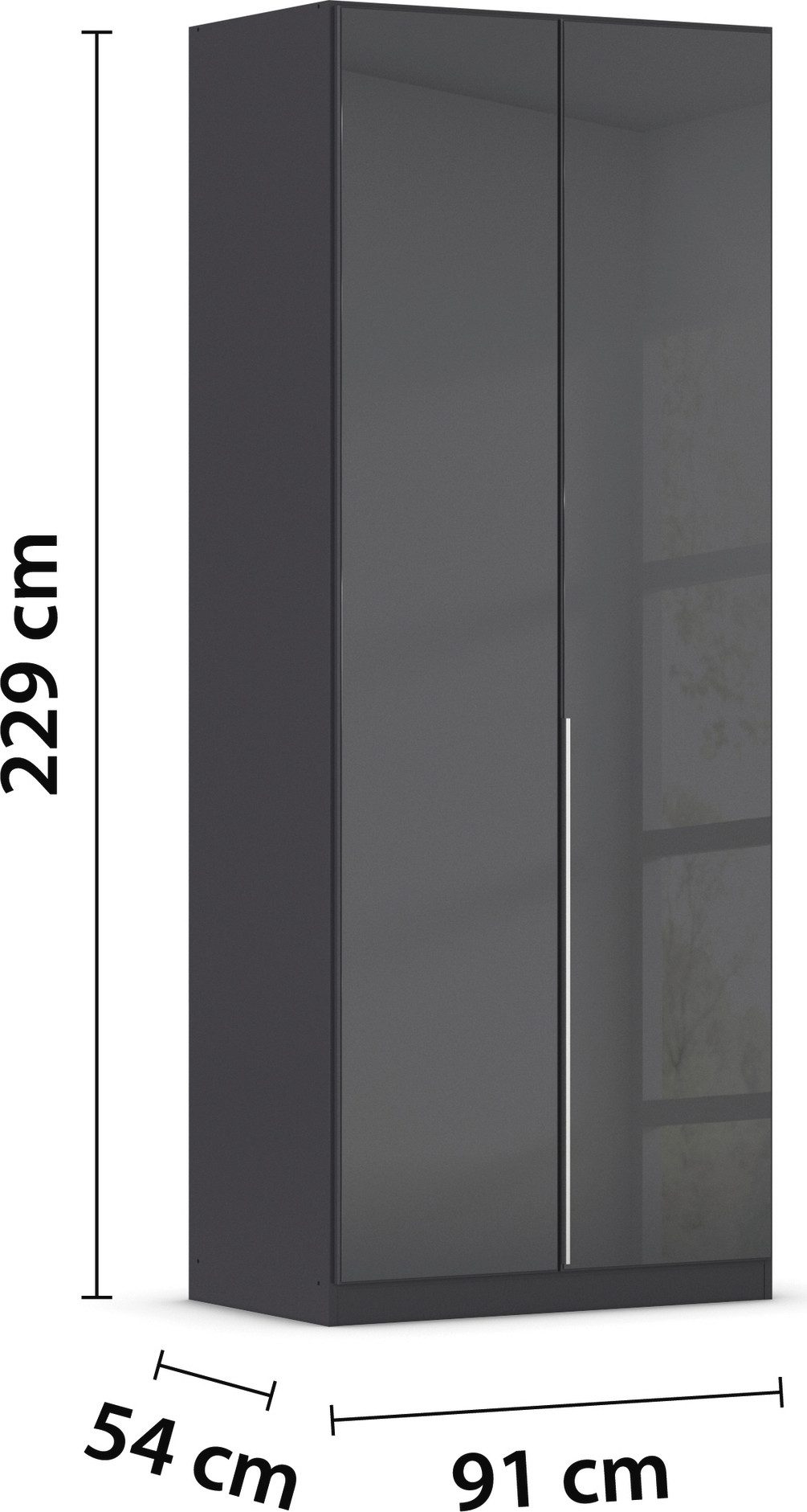 rauch Draaideurkast Kledingkasten kast garderobe AGORDO met glazen front doordachte binnenuitrusting, in 6 breedtes en 2 hoogtes made in germany