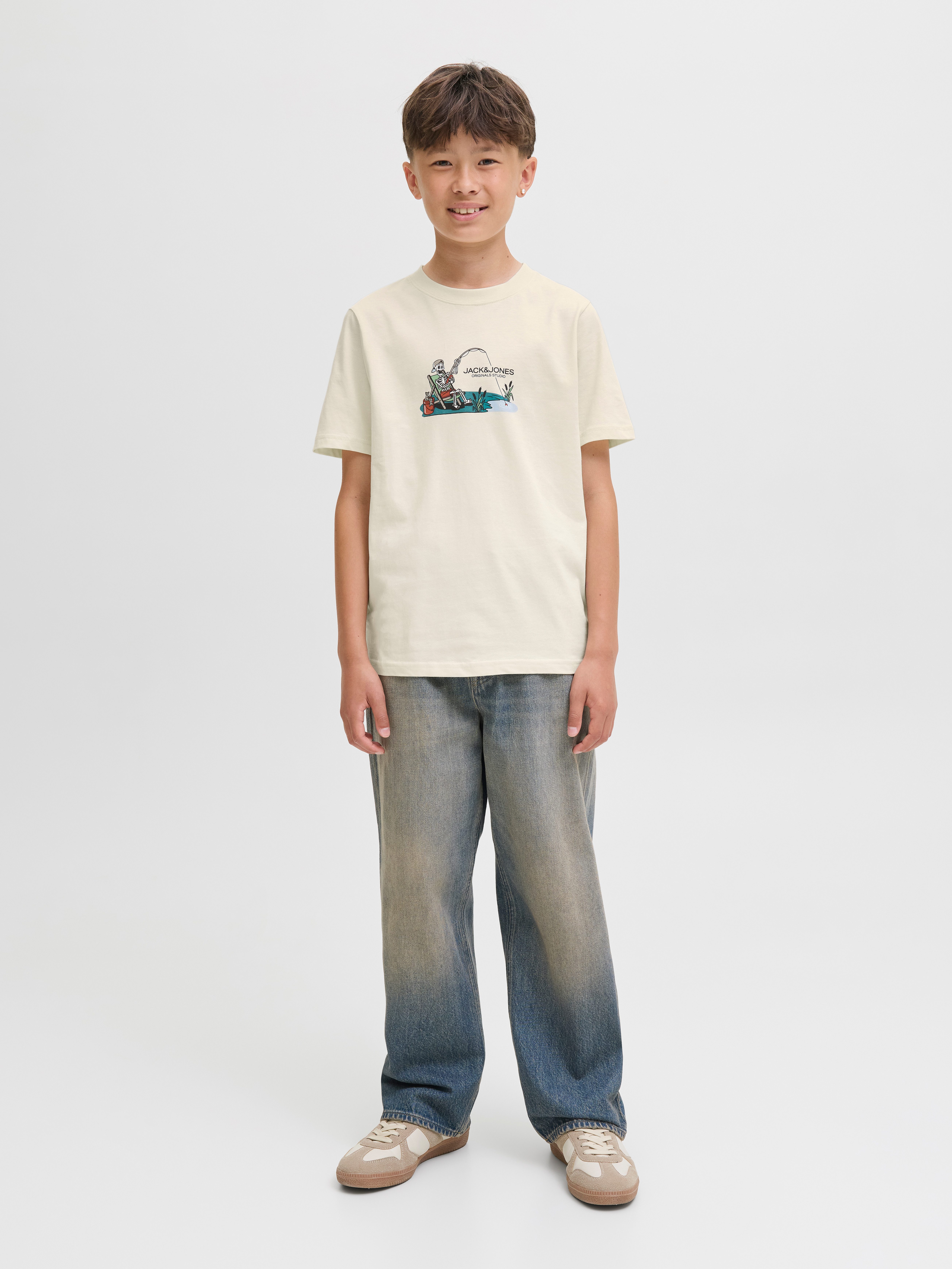 Jack & Jones Junior T-shirt JORSKULL NATURE TEE SS CREW NECK SN JNR