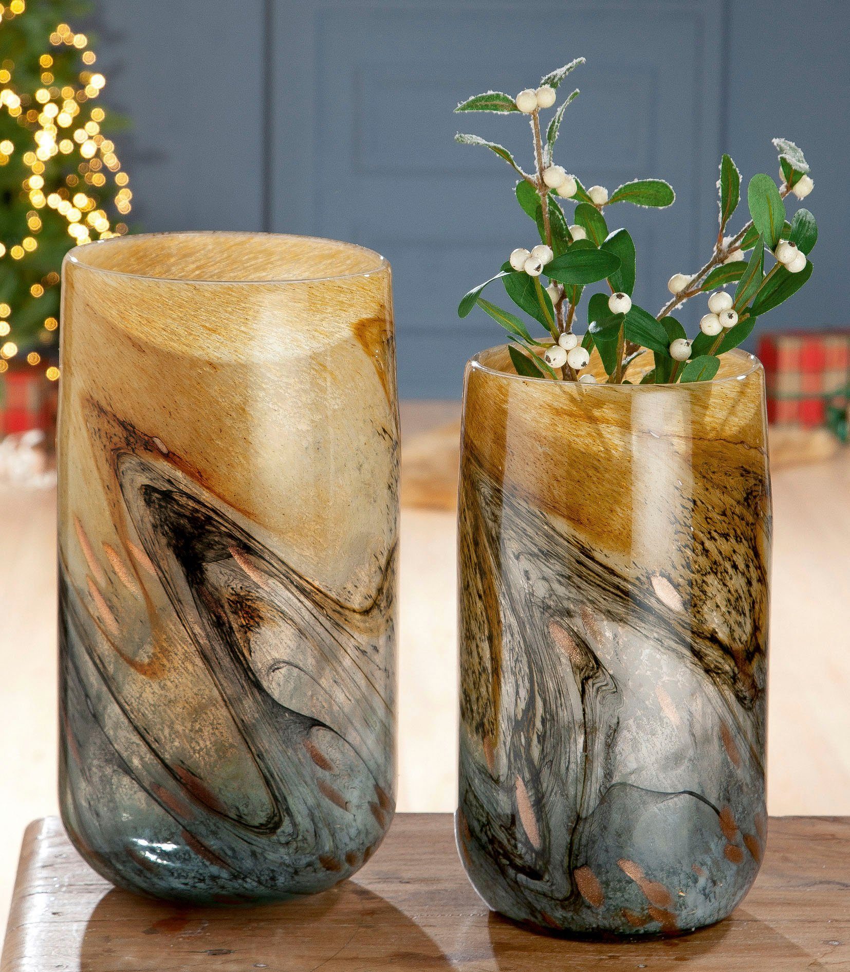 GILDE Tafelvaas Vida, met kleurverloop decoratieve vaas van glas, bloemenvaas (1 stuk)