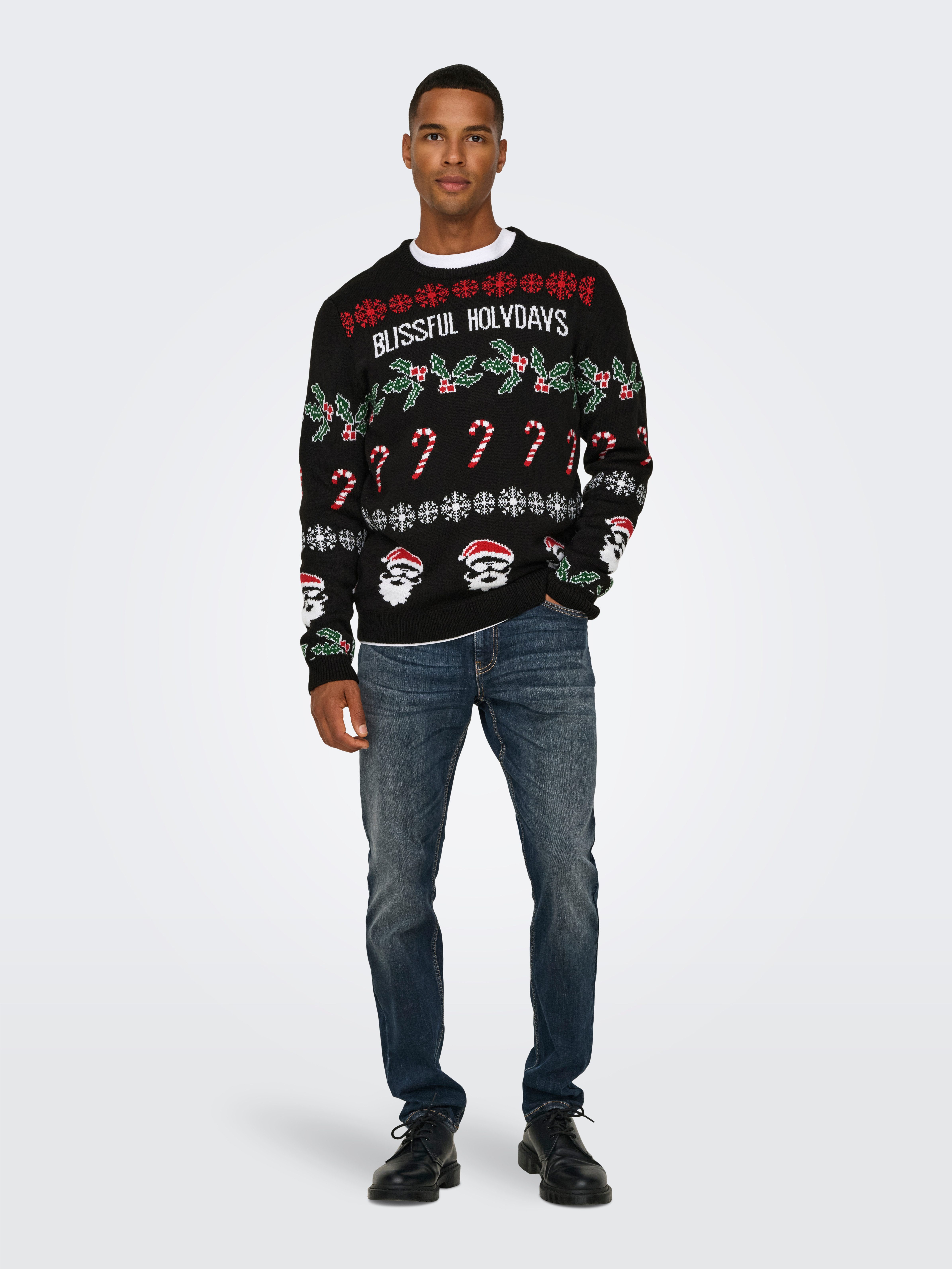ONLY & SONS Gebreide trui ONSXMAS REG 5 ALLOVER CREW KNIT