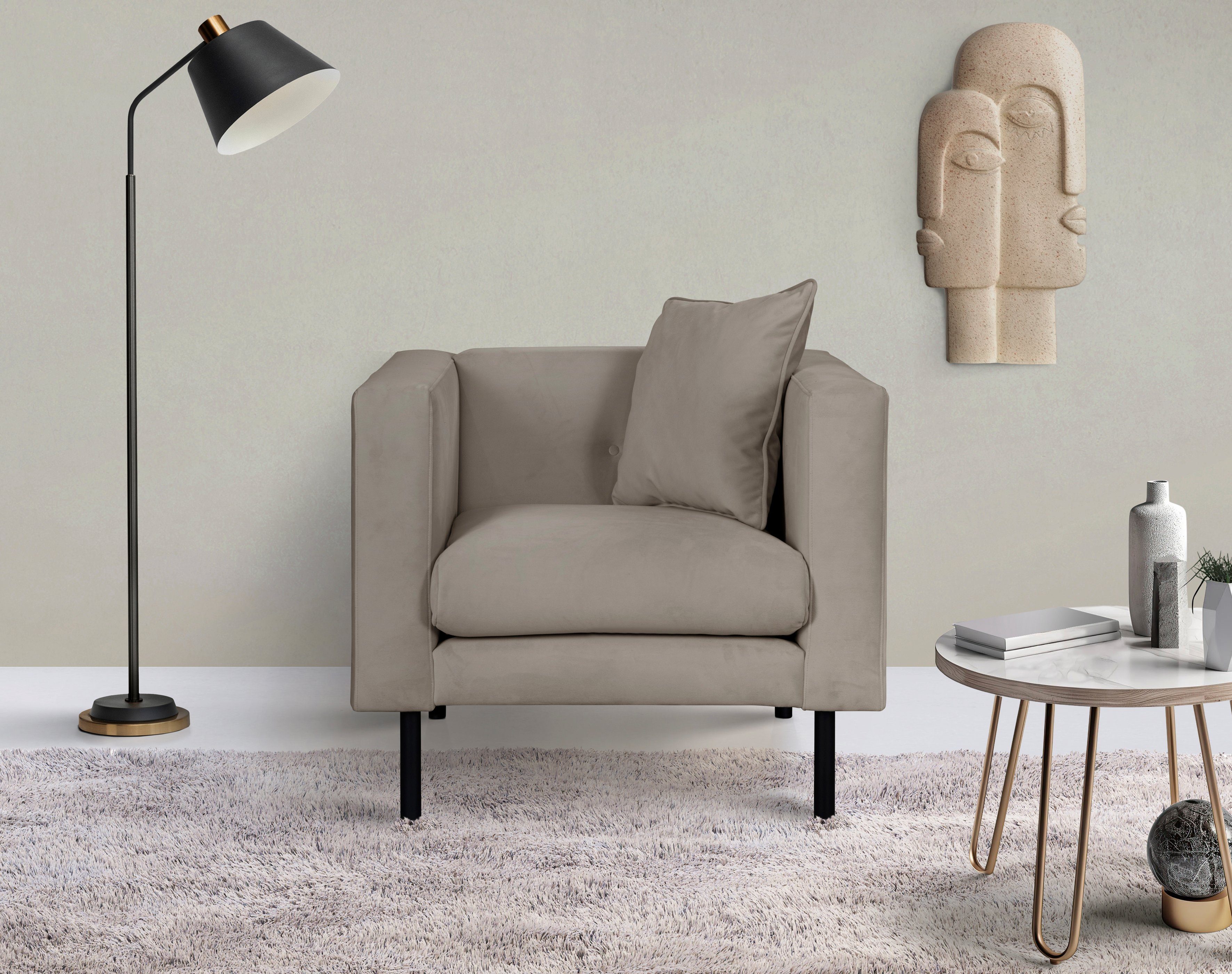 Guido Maria Kretschmer Home&Living Fauteuil Lillibeth cocktailsstoel, loungesstoel, afmetingen B/D/H: 90/74/83 cm Sierkussen als tweezijdig te