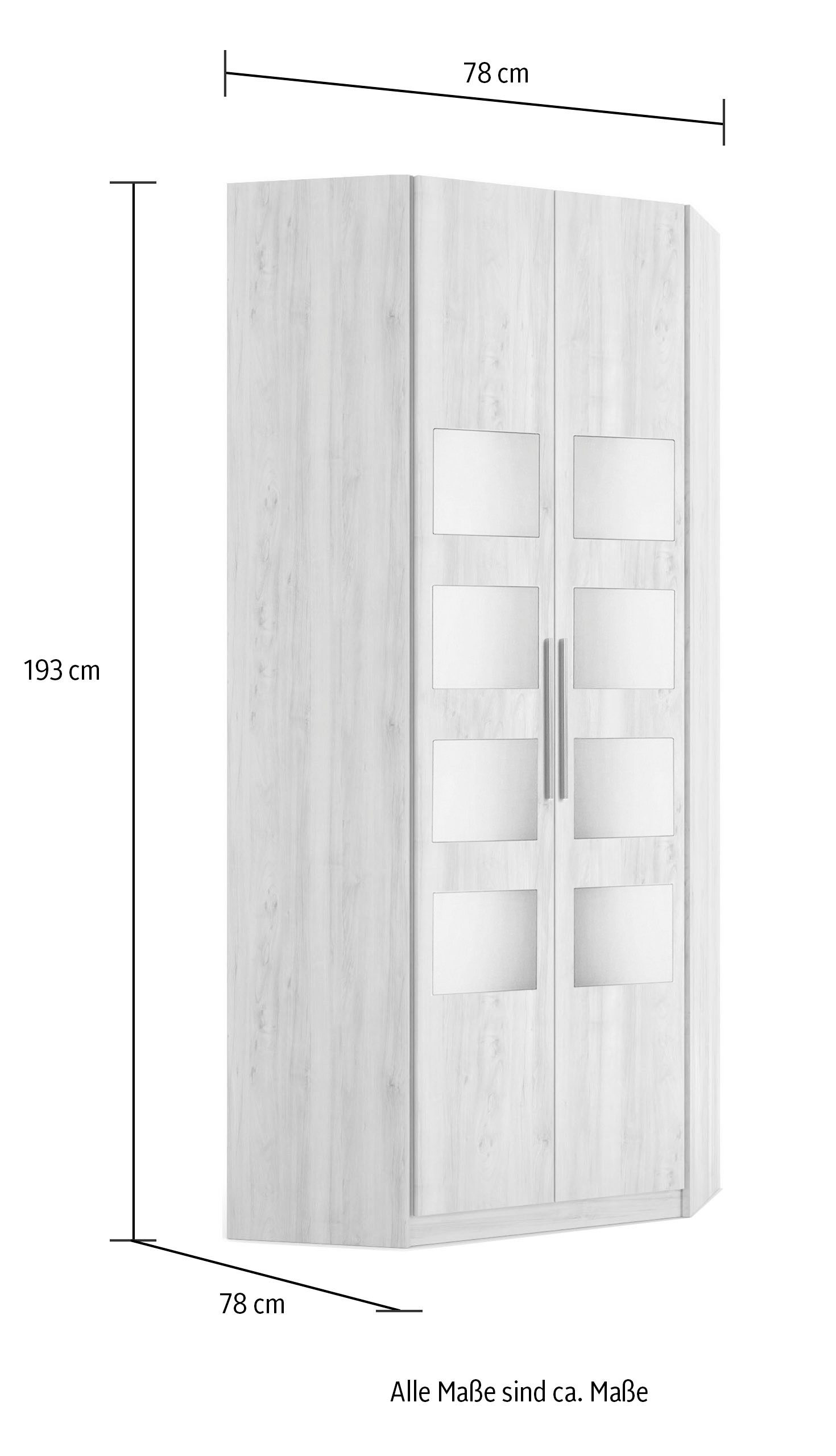 priess Hoekkledingkast Saragossa met 8 legplanken en 2 kledingstangen
