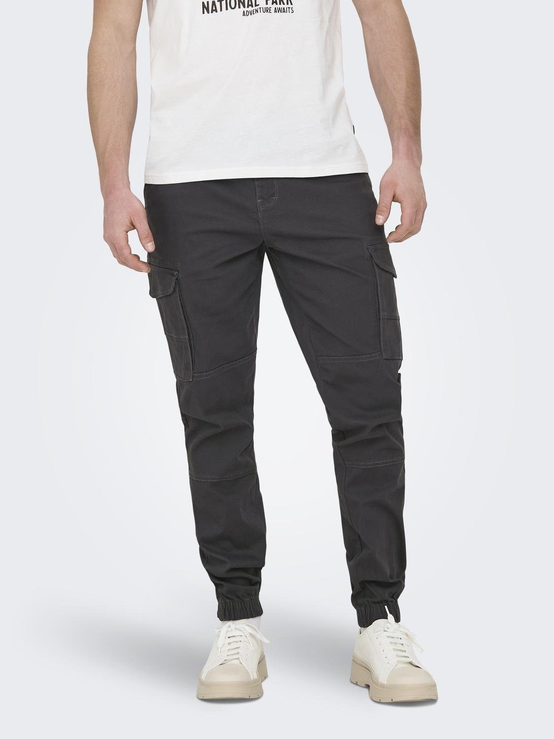 ONLY & SONS Cargobroek ONSCARTER LIFE CARGO CUFF 0013 PANT NOOS heren cargobroeken maat 34 grijs