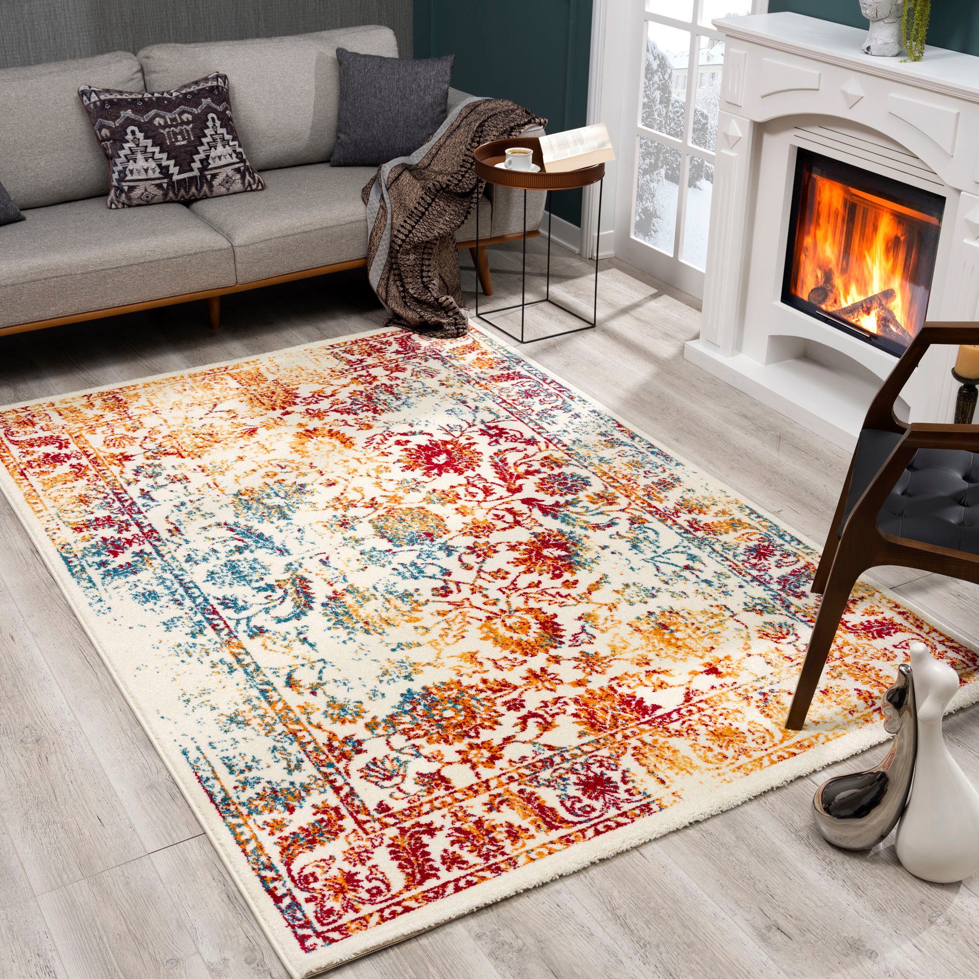 SANAT HALI Vloerkleed Vintage 1606 Woonkamer, korte pool, vintage-look, retro