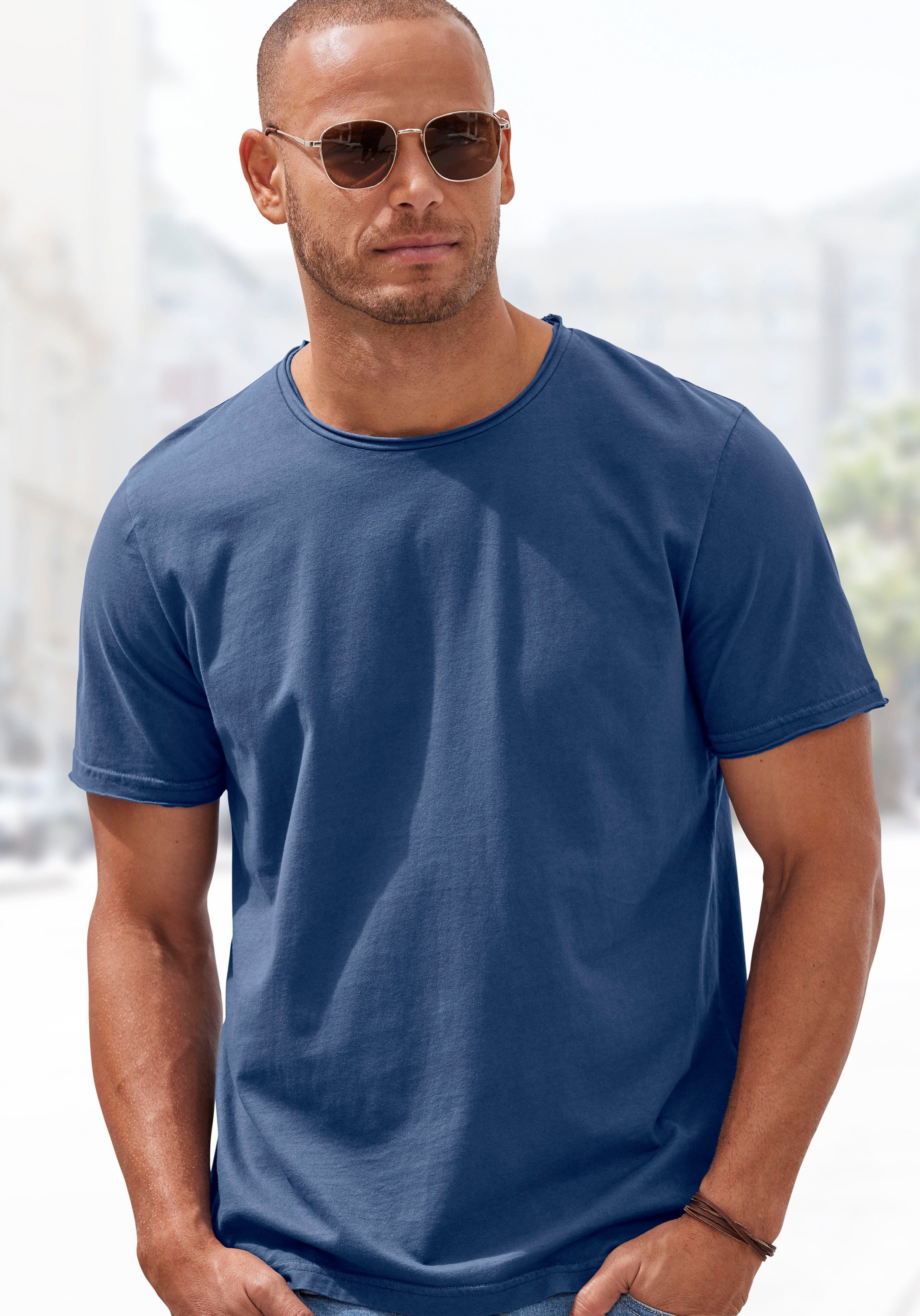 John Devin T-shirt Relaxed fit, korte mouwen, vrijetijdsshirt met ronde hals van 100% katoen (set, 2)