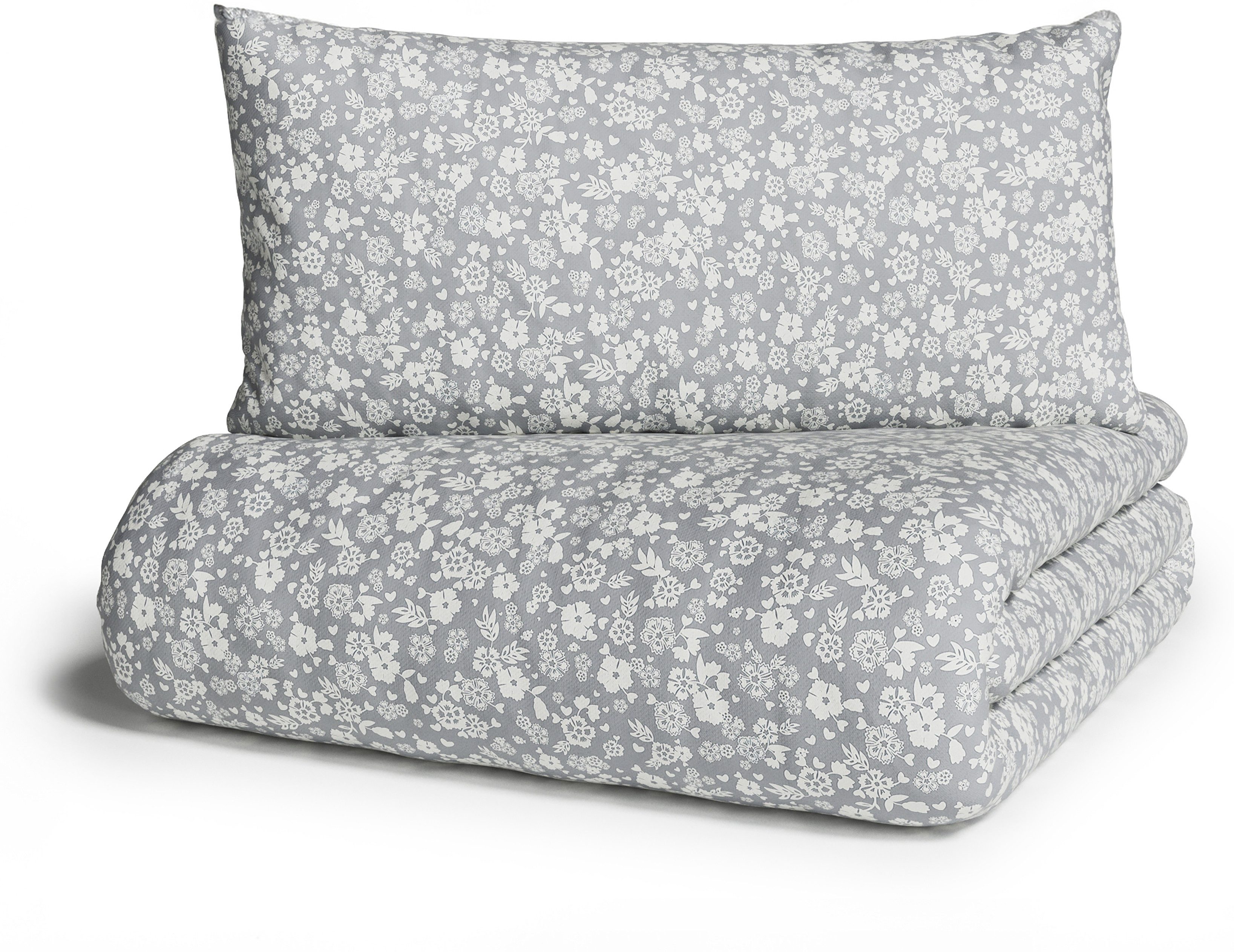 my home Beddengoed Mariby met fijn bloemetjesontwerp, scandinavisch, romantisch beddengoed (2-delig) dekbedovertrekken grijs