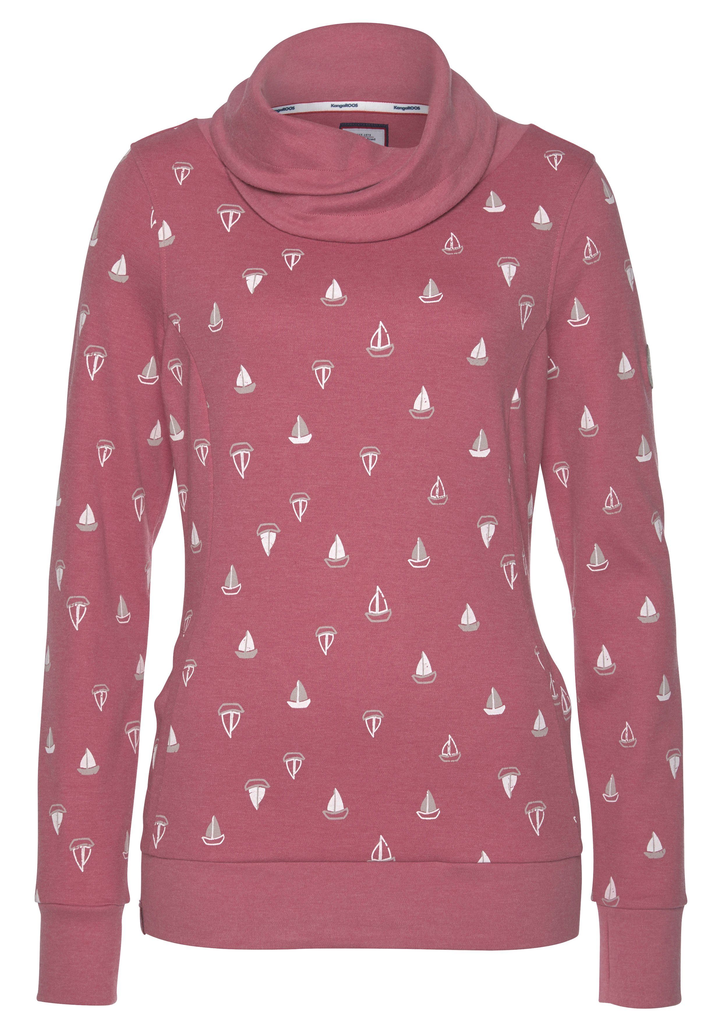 KangaROOS Sweatshirt Lange mouwen met duimgaten, figuurvolgende snit, schalkraag