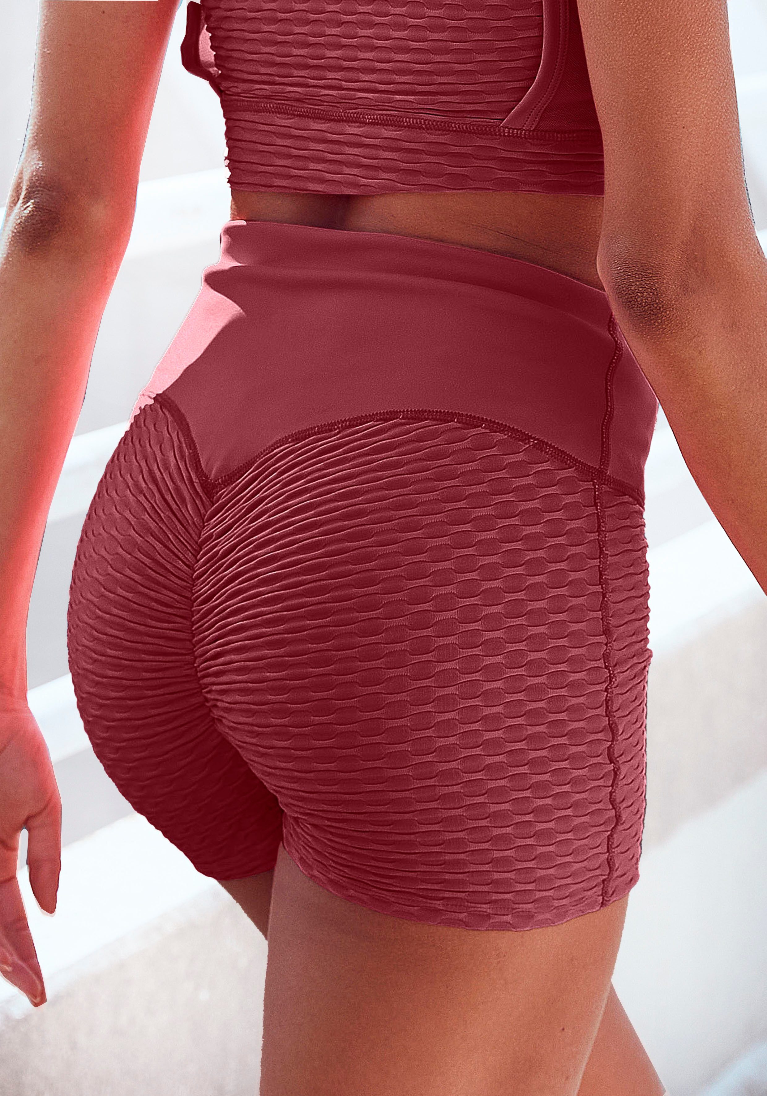 vivance active Short met brede tailleband en honingraatlook