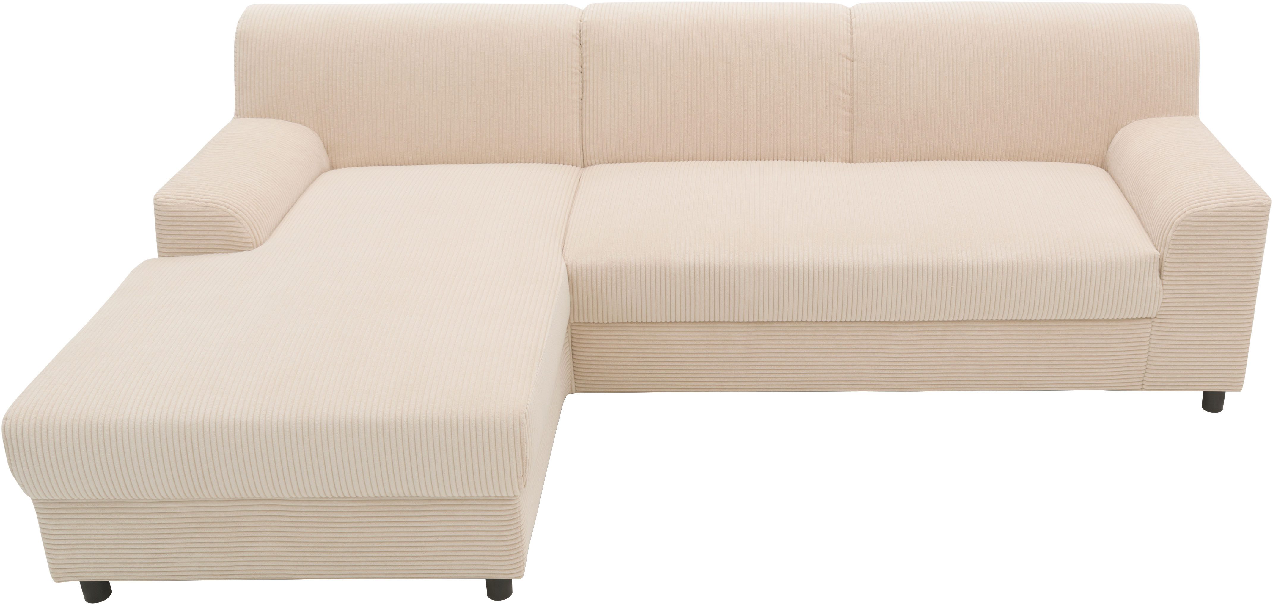 INOSIGN Hoekbank Turah 2, L-vorm, in Cord en waterafstotende microvezel, Vering B/D/H: 241/146/79 cm, incl. sierkussen, optioneel met bedfunctie