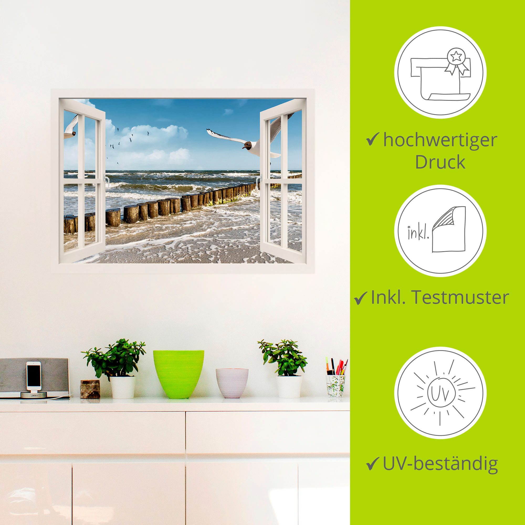 Artland Artprint Blik uit het venster - Oostzee als artprint op linnen, poster, muursticker in verschillende maten