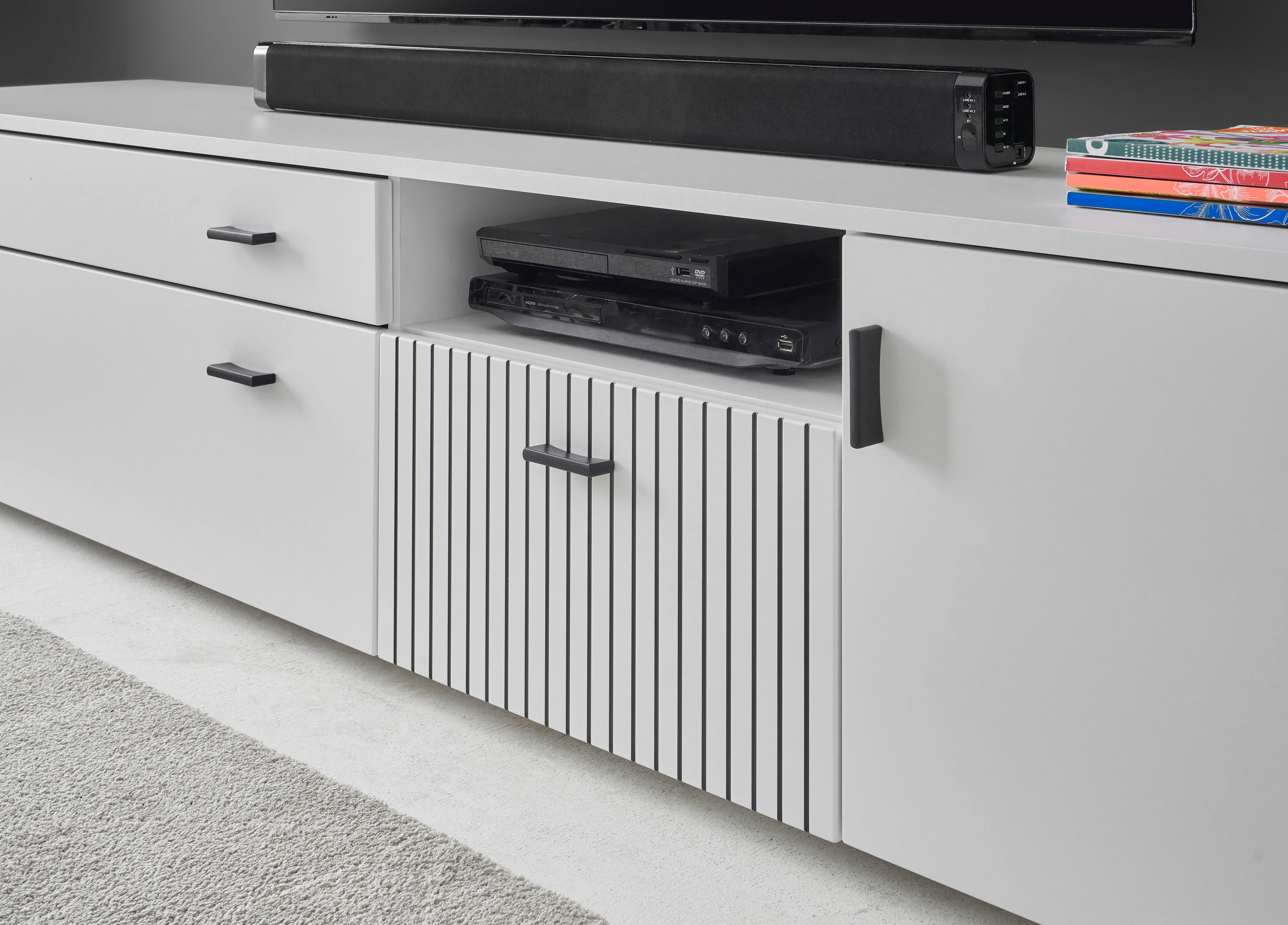 INOSIGN Tv-meubel Hudson in moderne trendkleur, handgrepen van metaal (zwart), breedte 200 cm