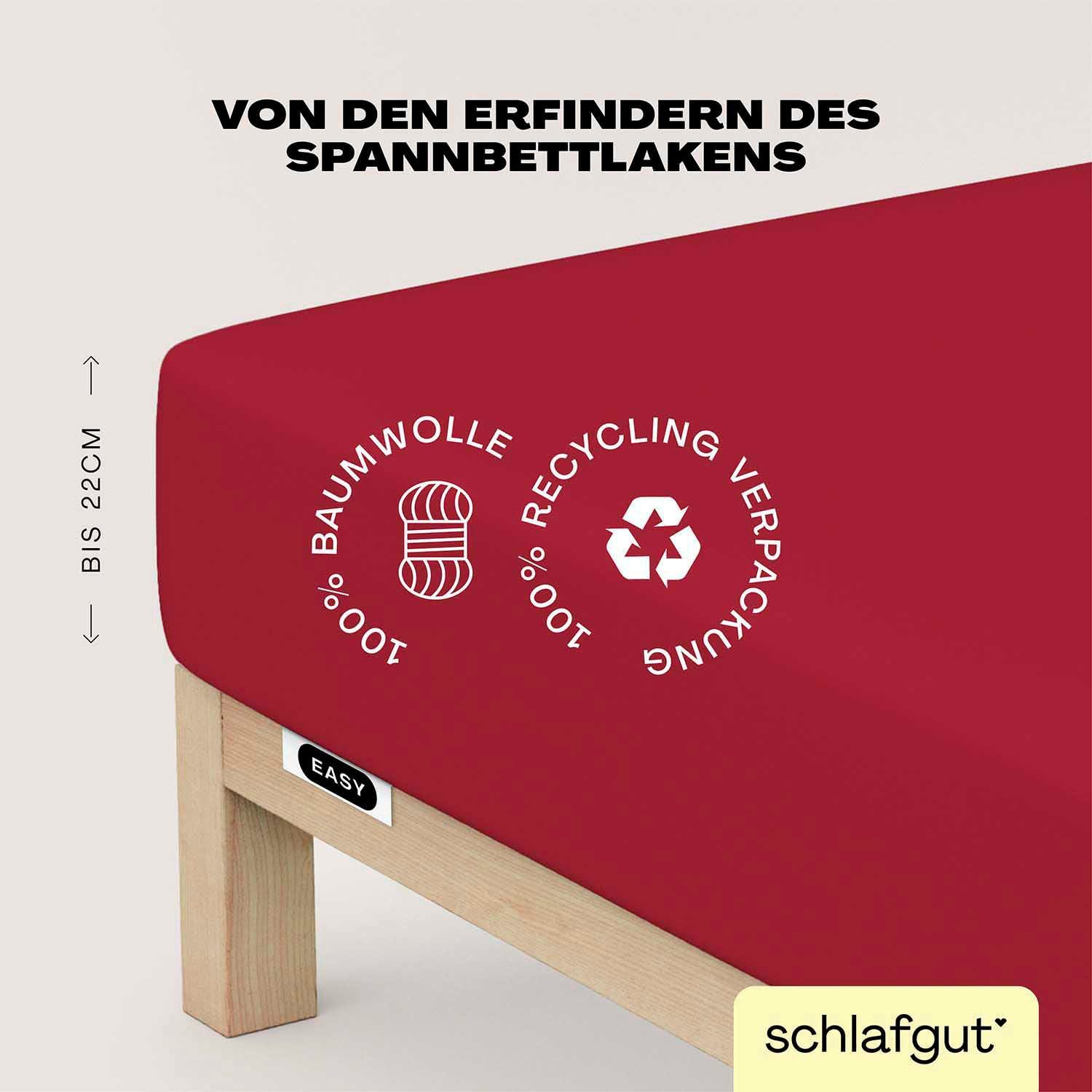 Schlafgut Hoeslaken EASY van 100% katoen, zacht & absorberend, merk-beddengoed voor matrassen tot 22 cm hoogte, in 90x200, 140x200 of 180x200 cm (1