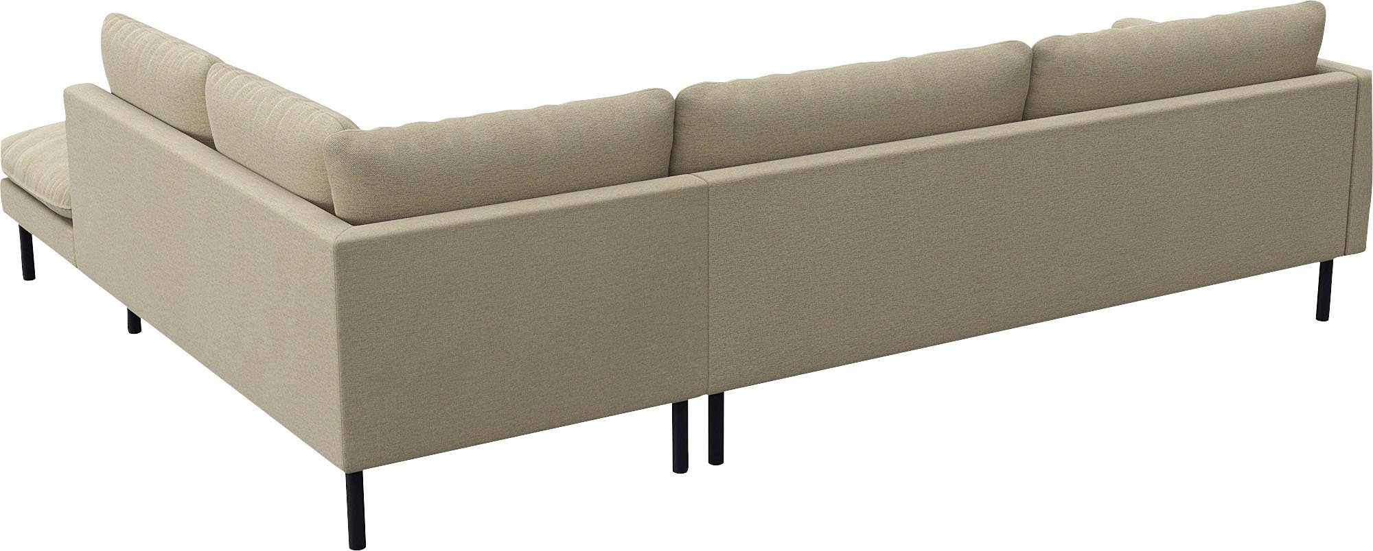 FLEXLUX Hoekbank Bolzano, elegant en comfortabel, L-vorm Zitting opgebouwd met koudschuim & staalgolven, losse zit- & rugkussens