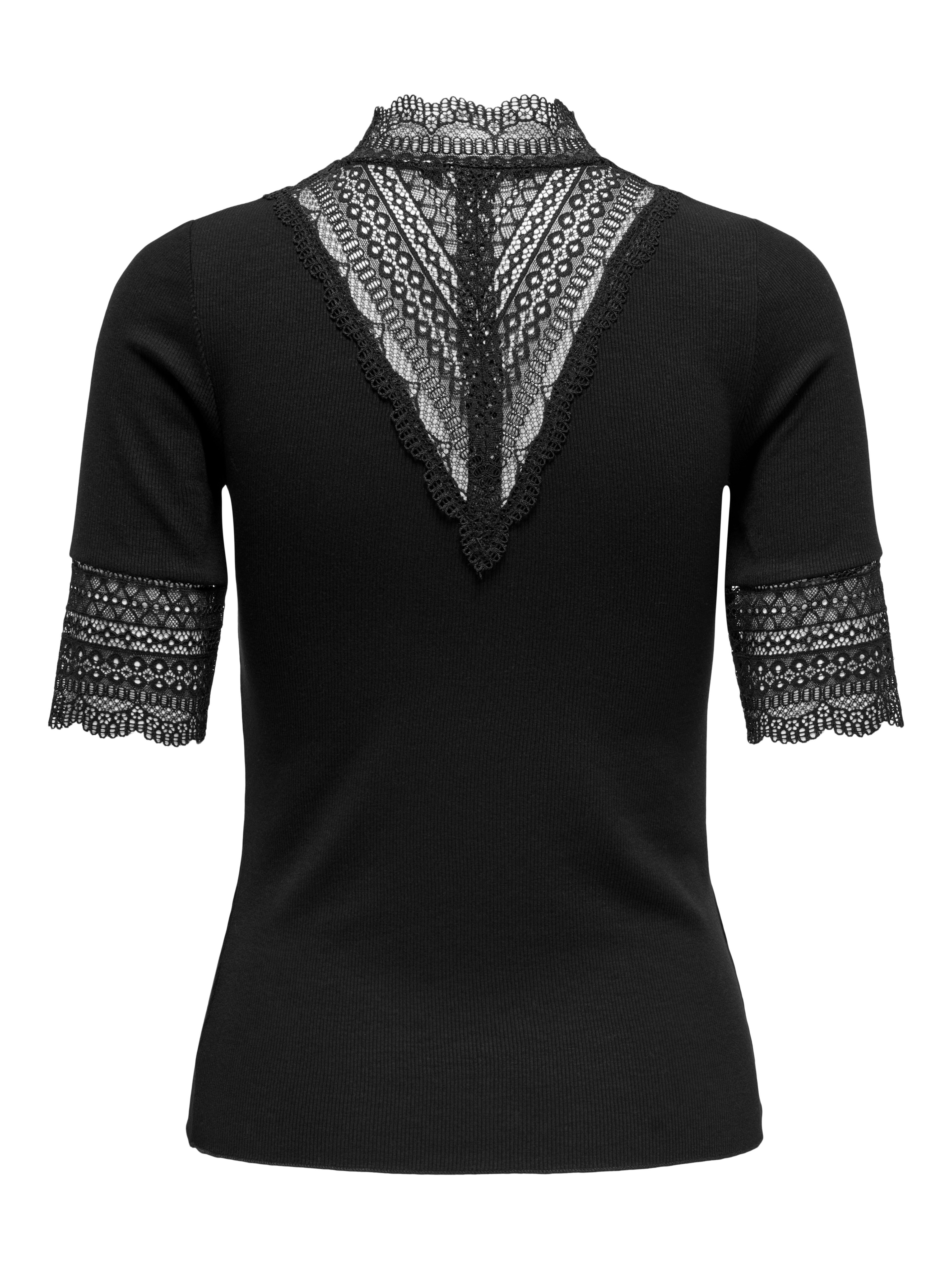 Only Kanten shirt ONLTILDE HIGHNECK S/S TOP JRS NOOS