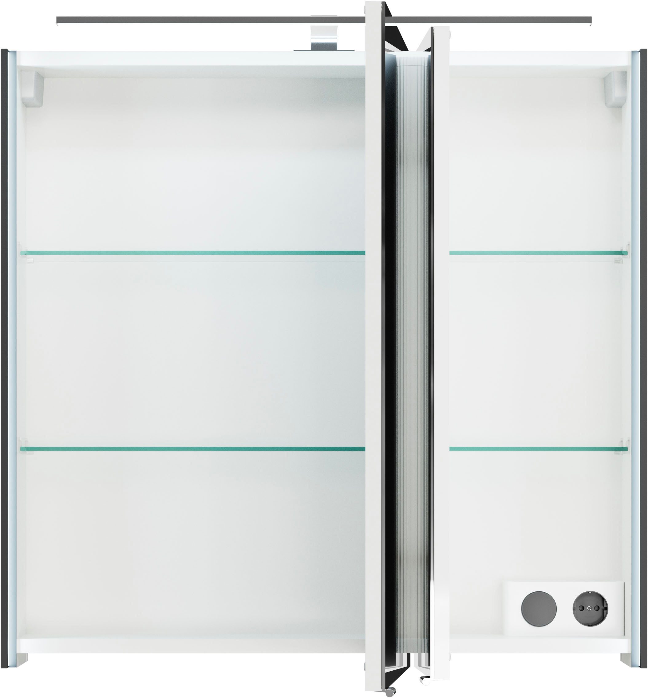 Saphir Badmeubelset Serie 7045 2-delig, mineraalmarmeren wastafel met led-spiegelkast (set, 2 stuks)