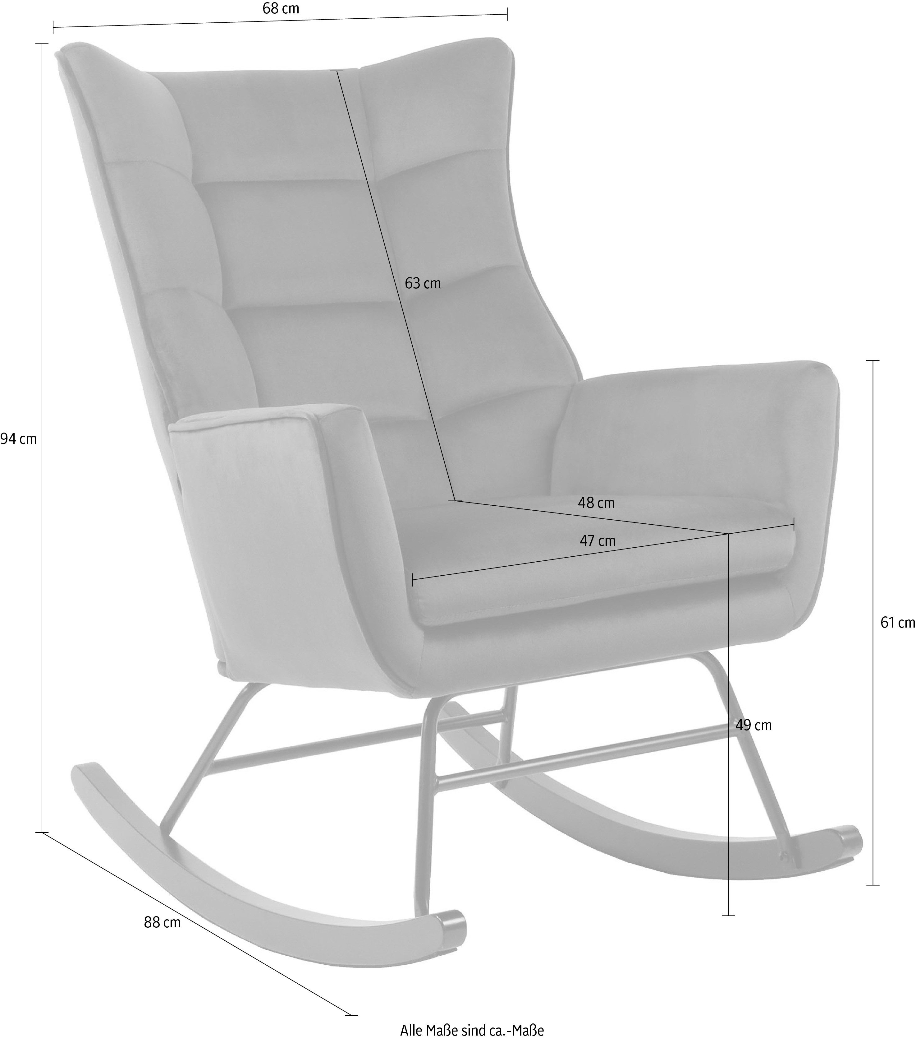 Kayoom Schommelstoel Bryana 125, Relaxstoel om te schommelen, metalen frame met houten slede (1 stuk)