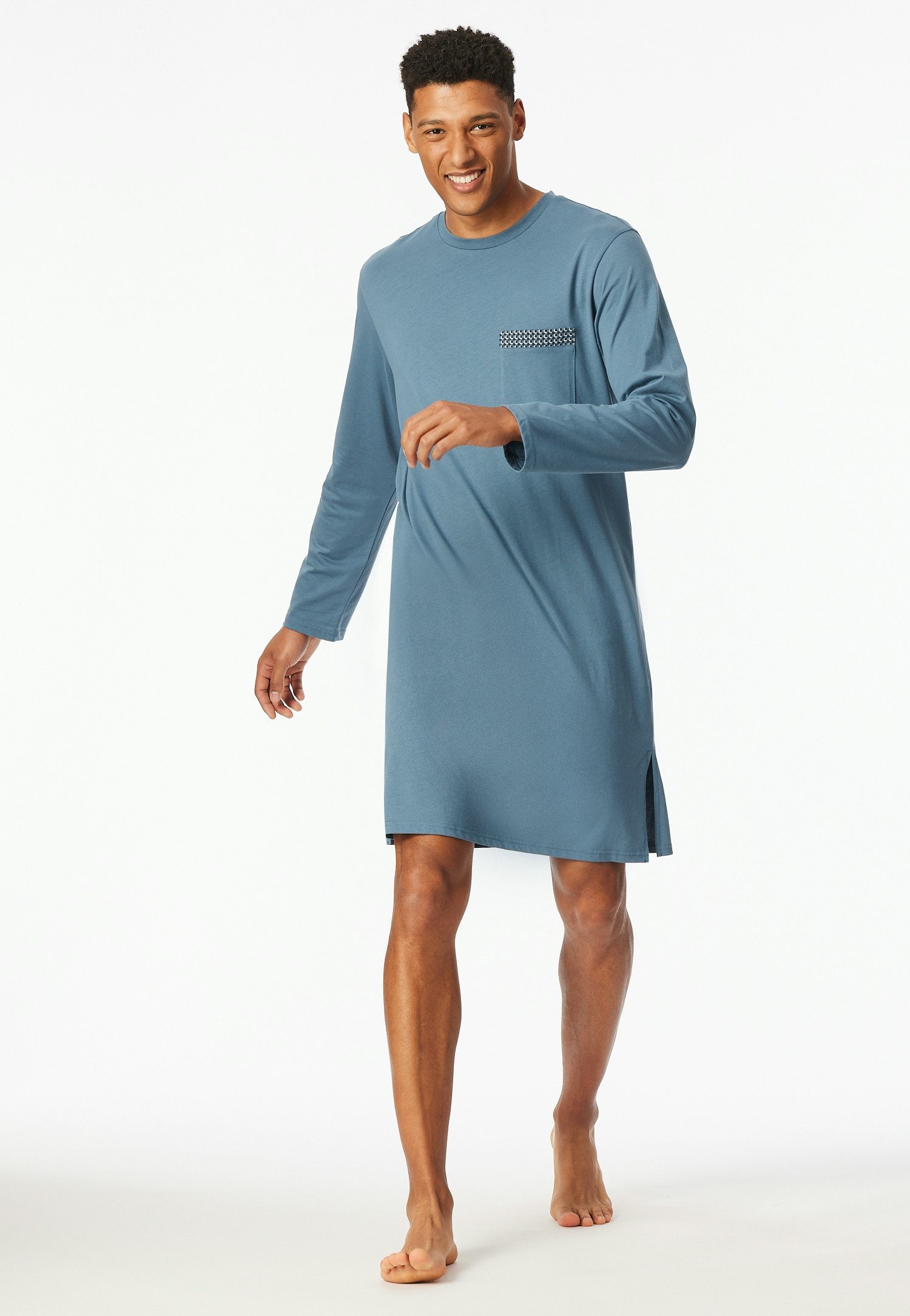 Schiesser Nachthemd Comfort Nightwear Borstzak met gemusterde zoom