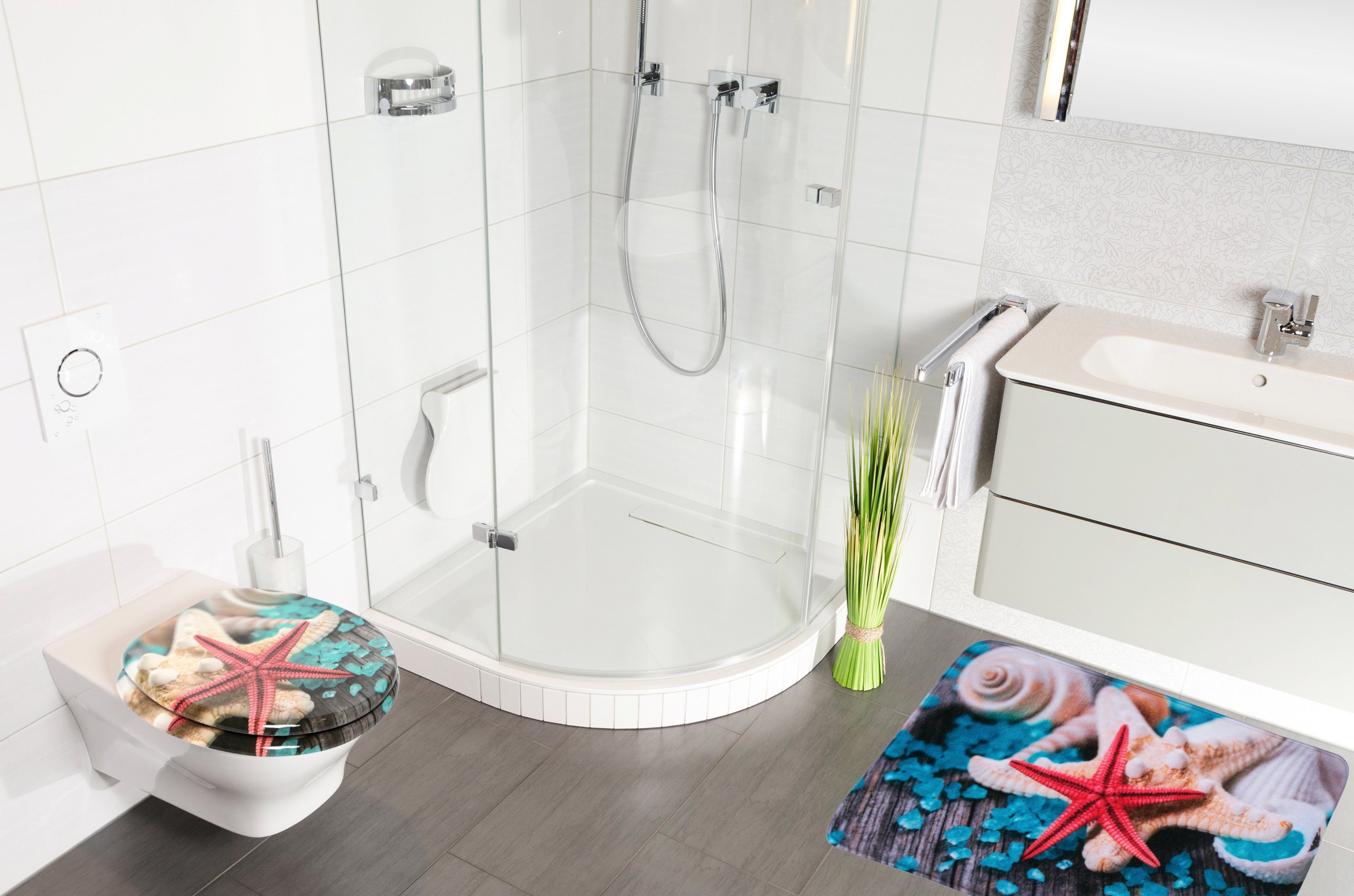 Sanilo Set badkameraccessoires Bath Salts bestaand uit toiletzitting, badmat en wastafelplug (complete set, 3-delig)