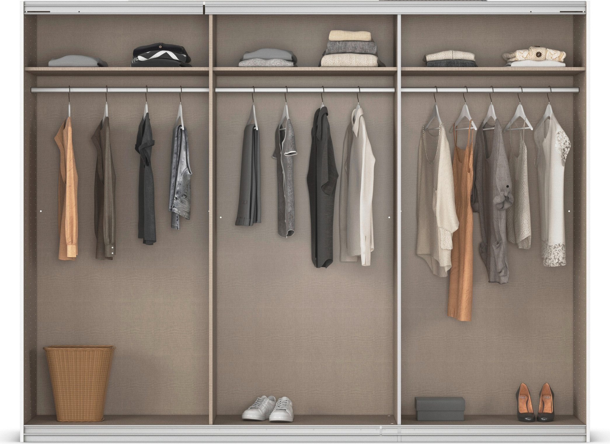 rauch Schuifdeurkast Kledingkast Kast Garderobe Wasmand ABRAXXAS met spiegel en geïntegreerde dimbare led-verlichting made in germany