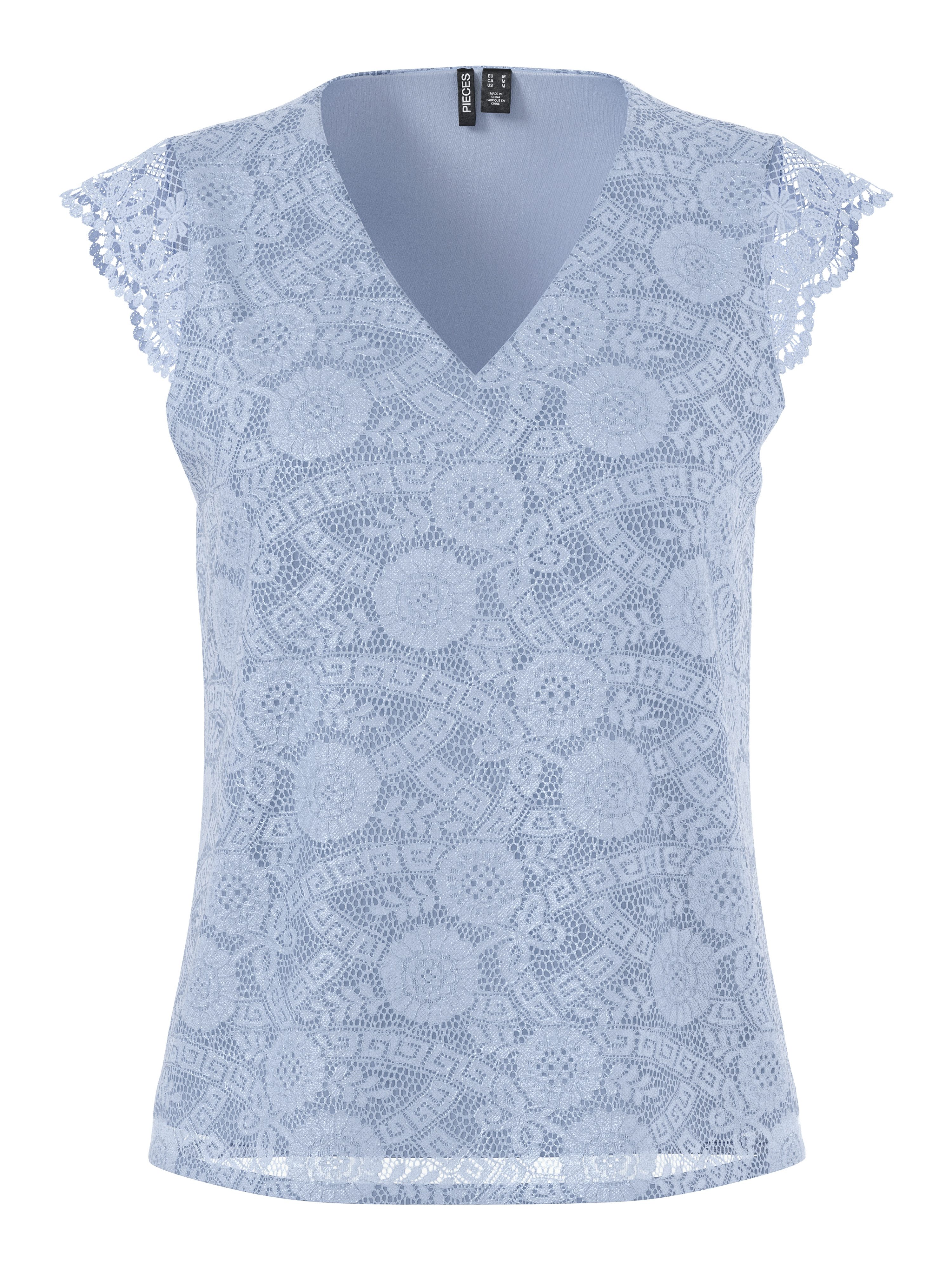 pieces Kanten top PCOLLINE SL LACE V-NECK TOP WVN NOOS