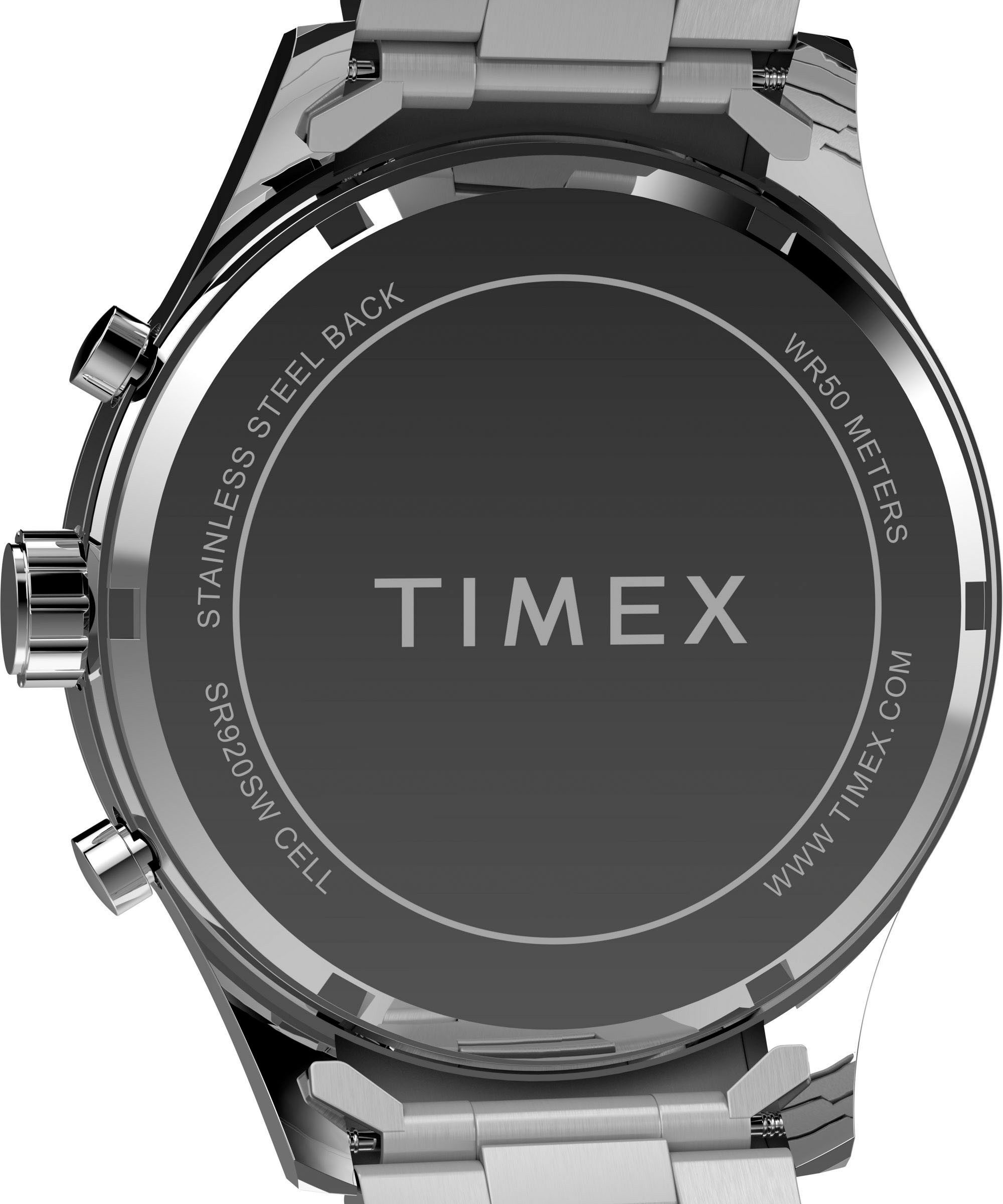 Timex Chronograaf DRESS CHRONO Quartz horloge, polshorloge, herenhorloge, roestvrijstalen band, stopwatchfunctie, dag