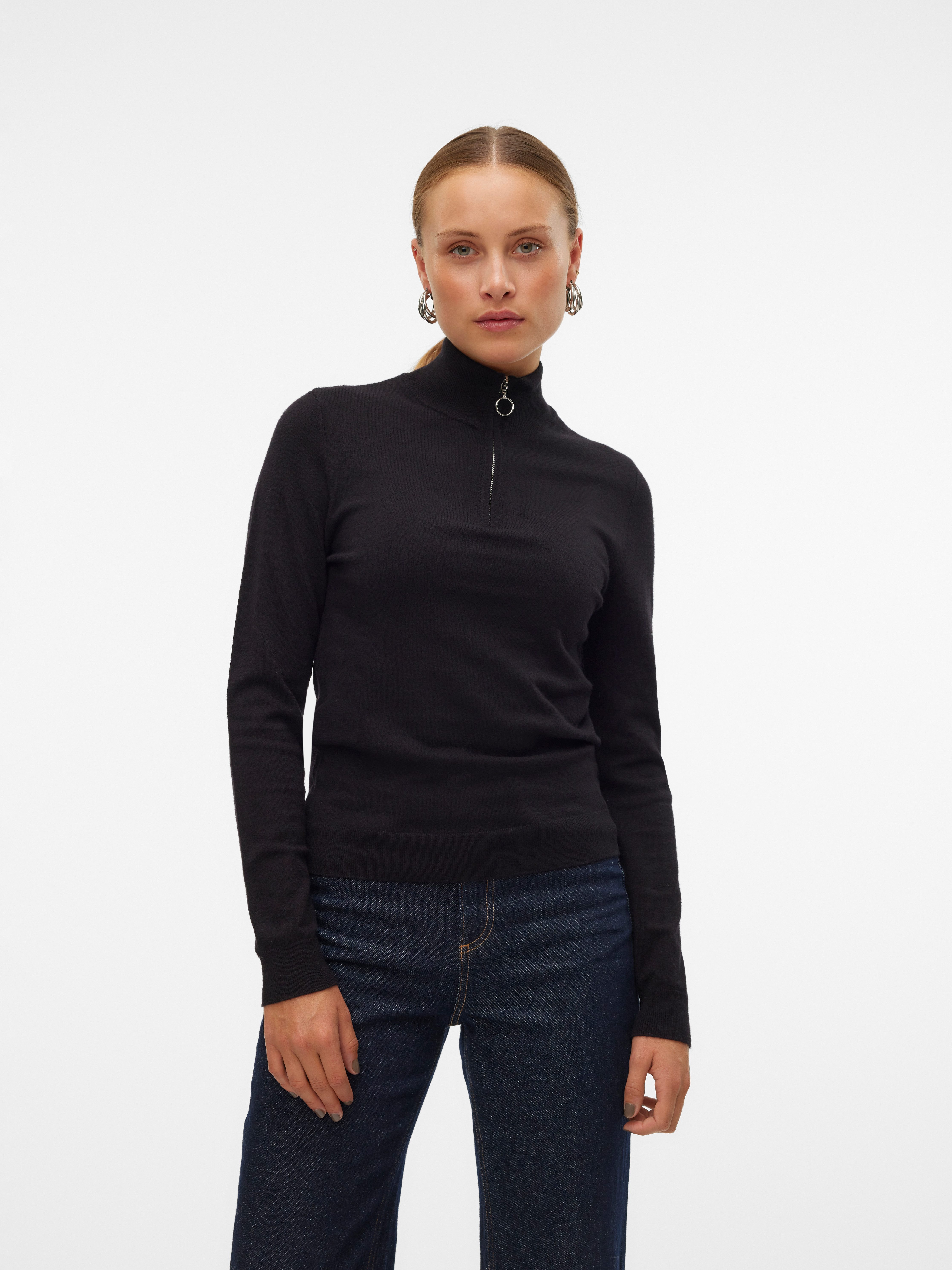 Vero Moda Trui met staande kraag VMHAPPINESS LS HIGHNECK ZIP PULL GA BOO