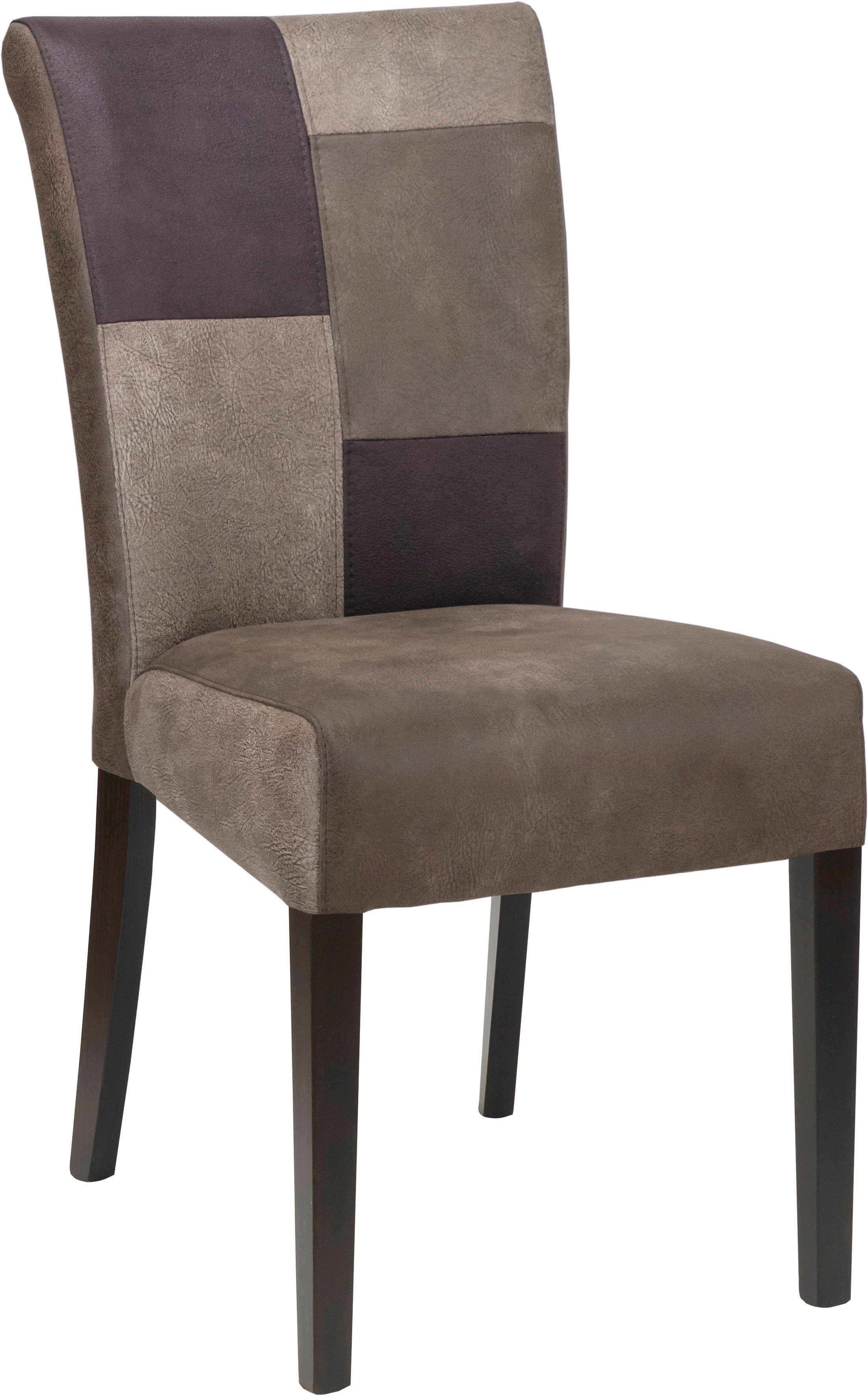 Home affaire Eetkamerstoel Queen Onderstel van massief hout, patchwork-bekleding in landhuisstijl (set, 2 stuks)
