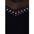 melrose trui met ronde hals met netstof en glinstersteentjes zwart
