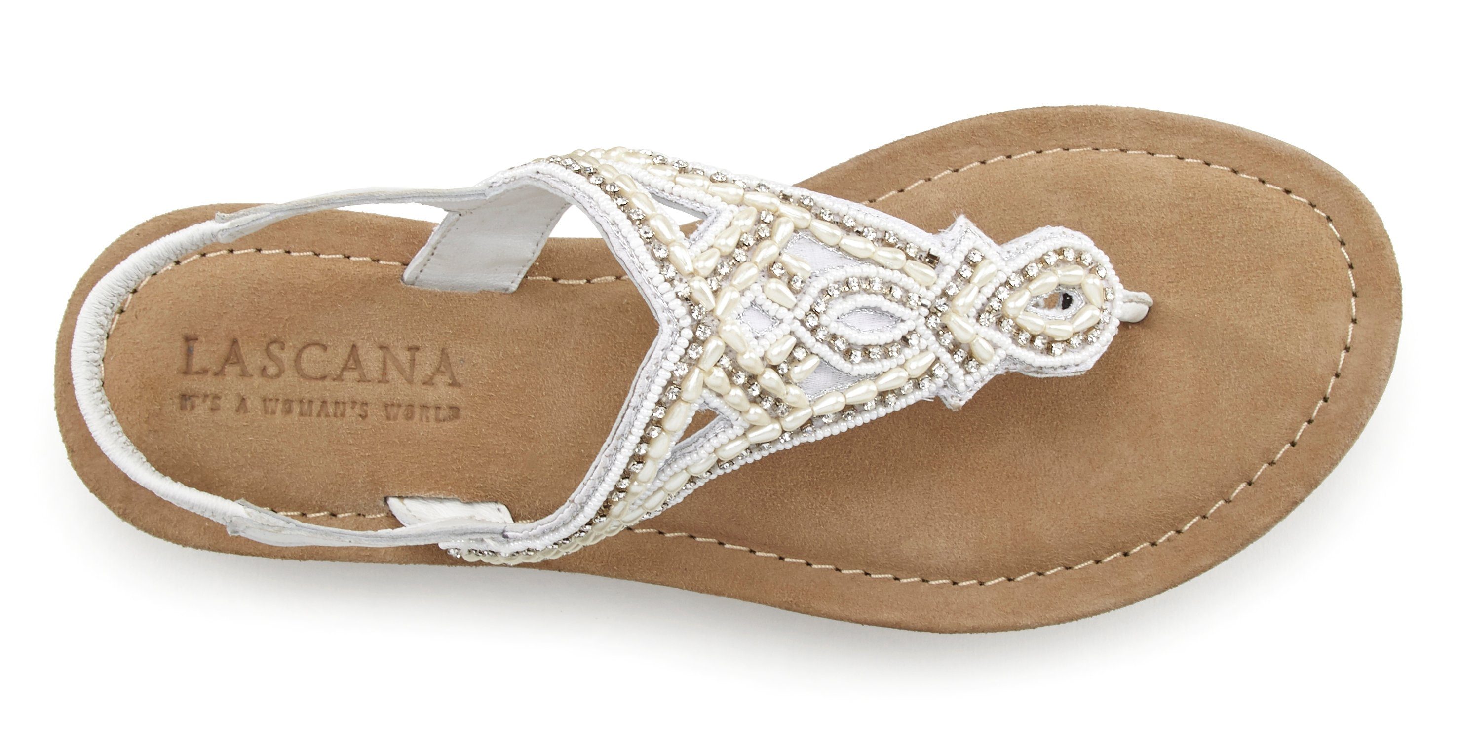 Lascana Teenslippers Sandaal, pantoletten bezet met parels en steentjes