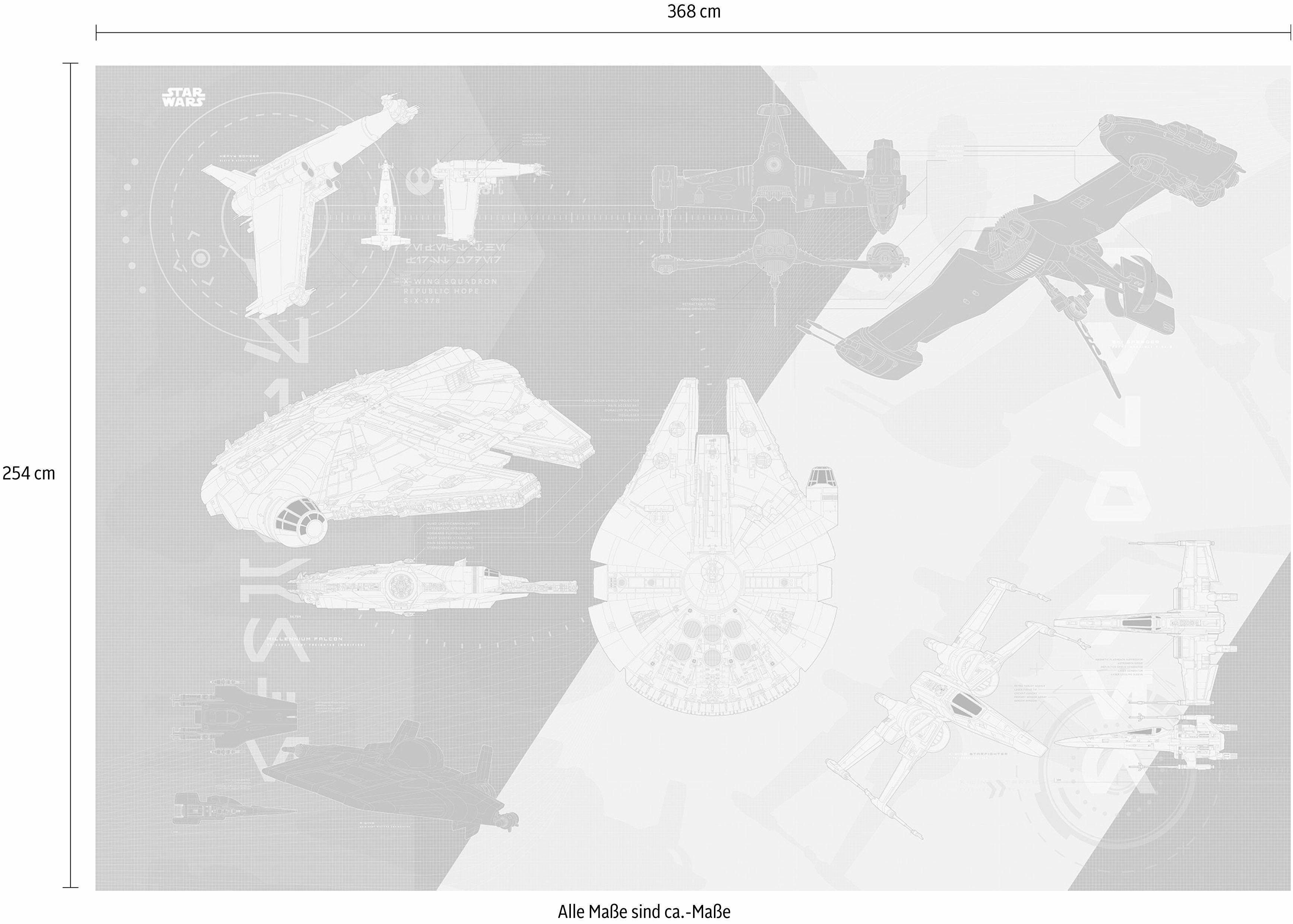 Komar Fotobehang STAR WARS Technical Plan - Afmeting 368 x 254 cm (set)