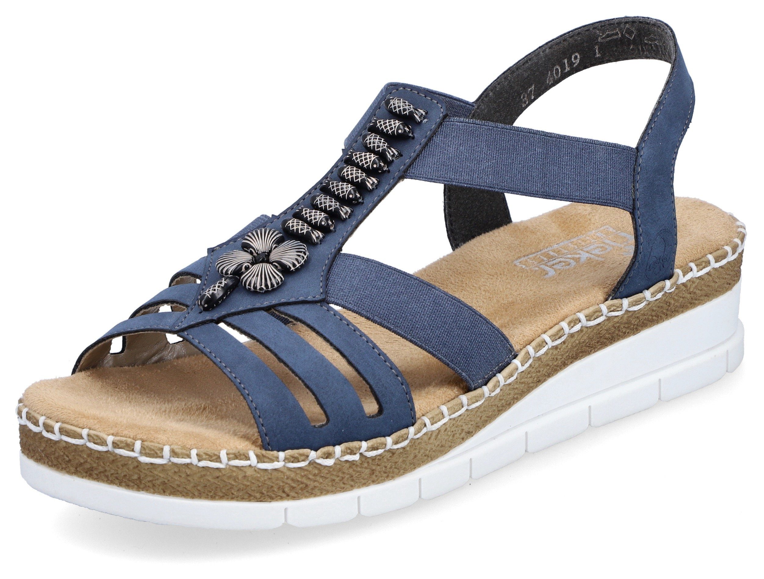 Rieker Sandalen zomerschoen, sandaal, sleehak, met modieuze decoratieve elementen