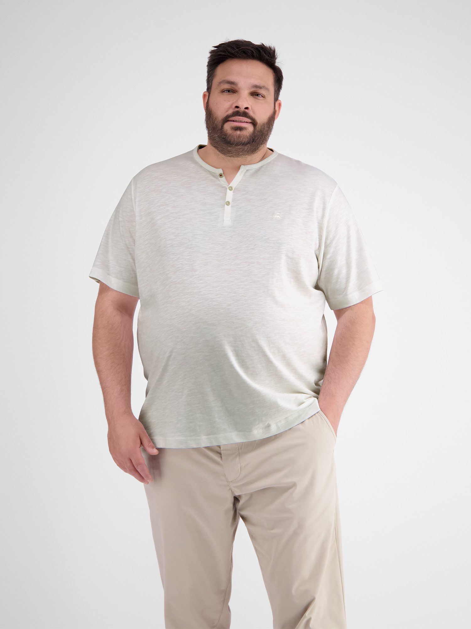 Lerros Henleyshirt LERROS effen serafino-shirt in grote maten