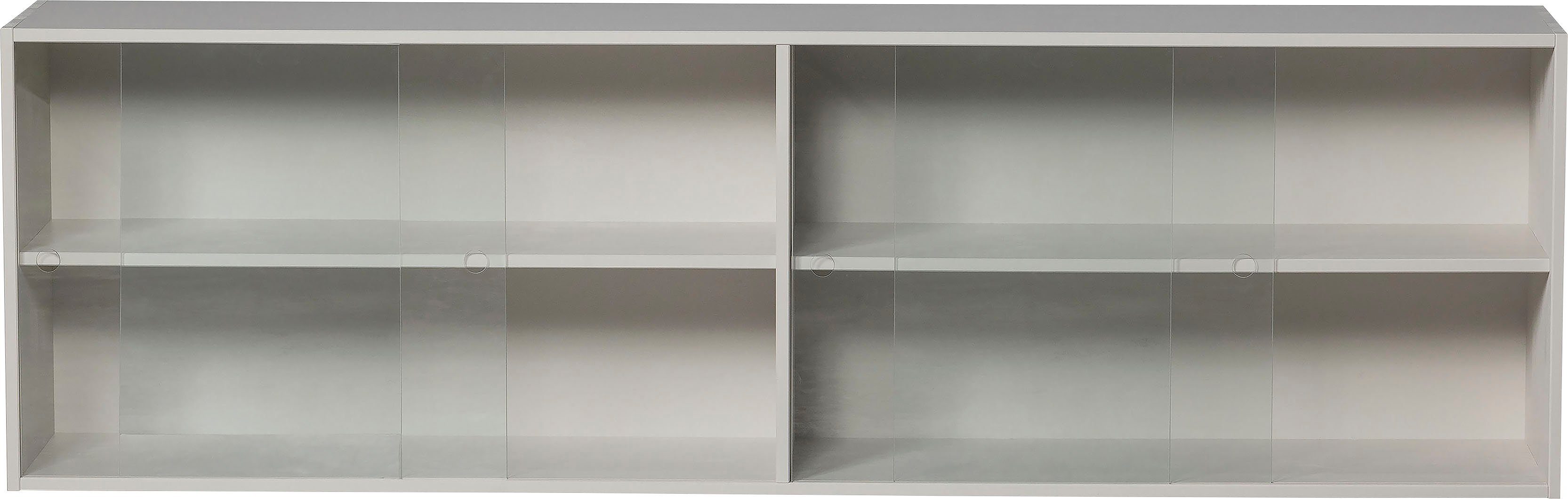 WOOOD Opzetkast Klink met doorzichtige schuifdeuren, h 60 cm x b 200 cm kastelementen grijs