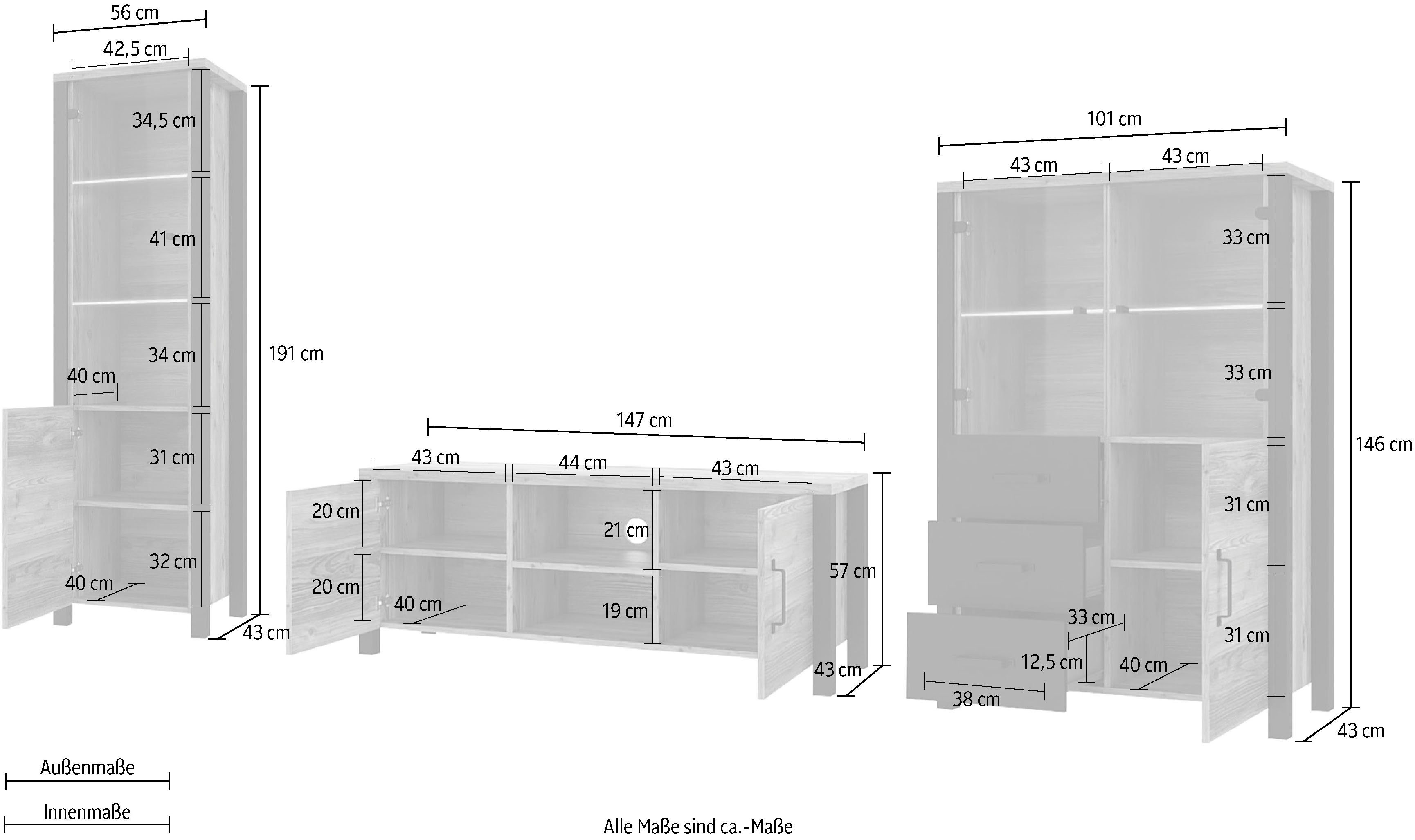 Home affaire Wandmeubel Olin (set, 3 stuks)