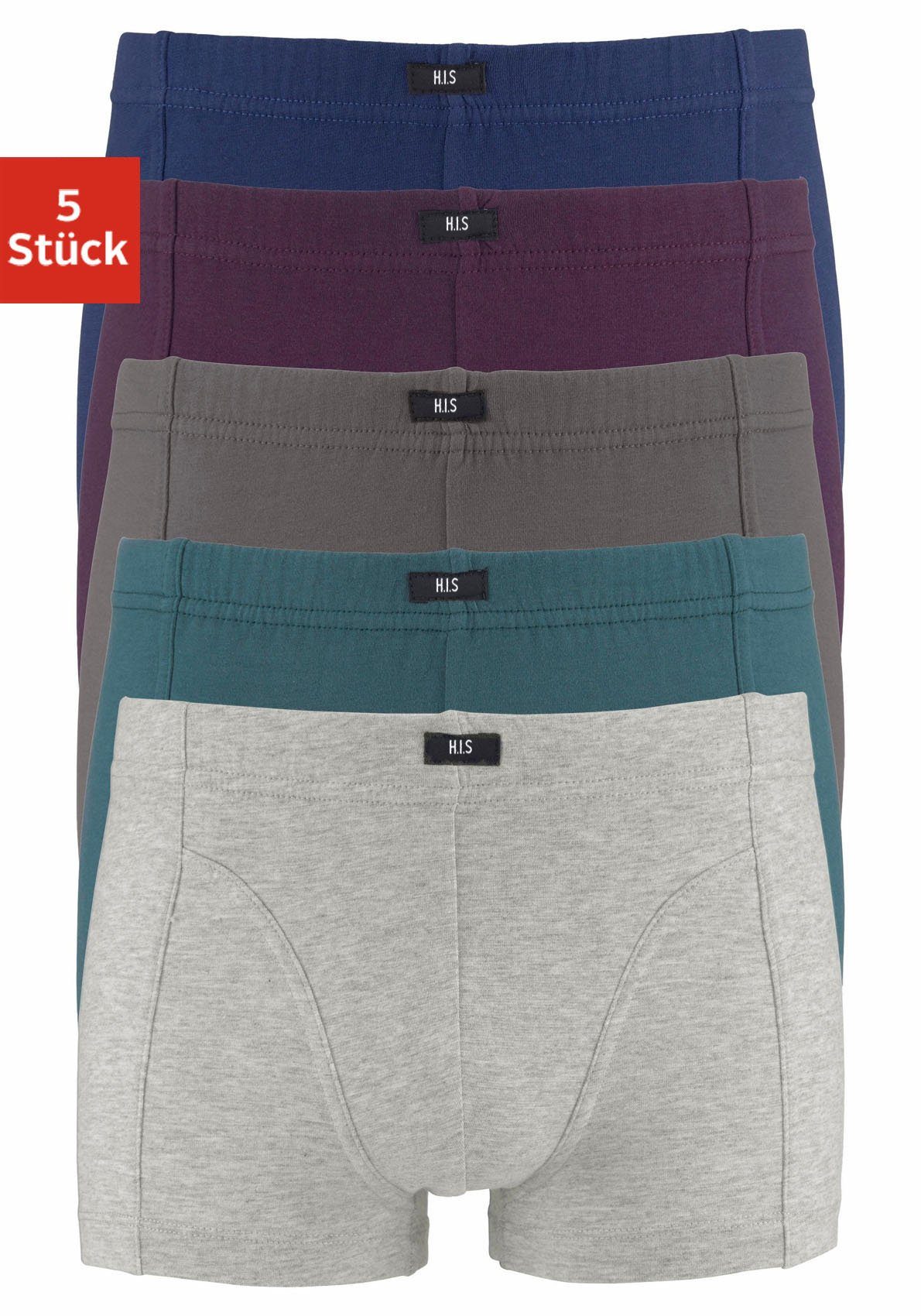 H.I.S Boxershort voor jongens kleur gesorteerd of alleen zwart (set, 5 stuks) jongens boxershorts maat 128 multicolor