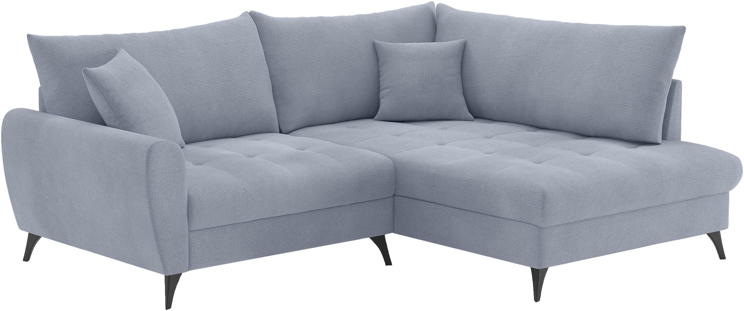 Mr. Couch Hoekbank Blackburn II, L-vorm Met koudschuimvering tot 140 kg belastbaar blauw, hoekbanken, Ottomane rechts