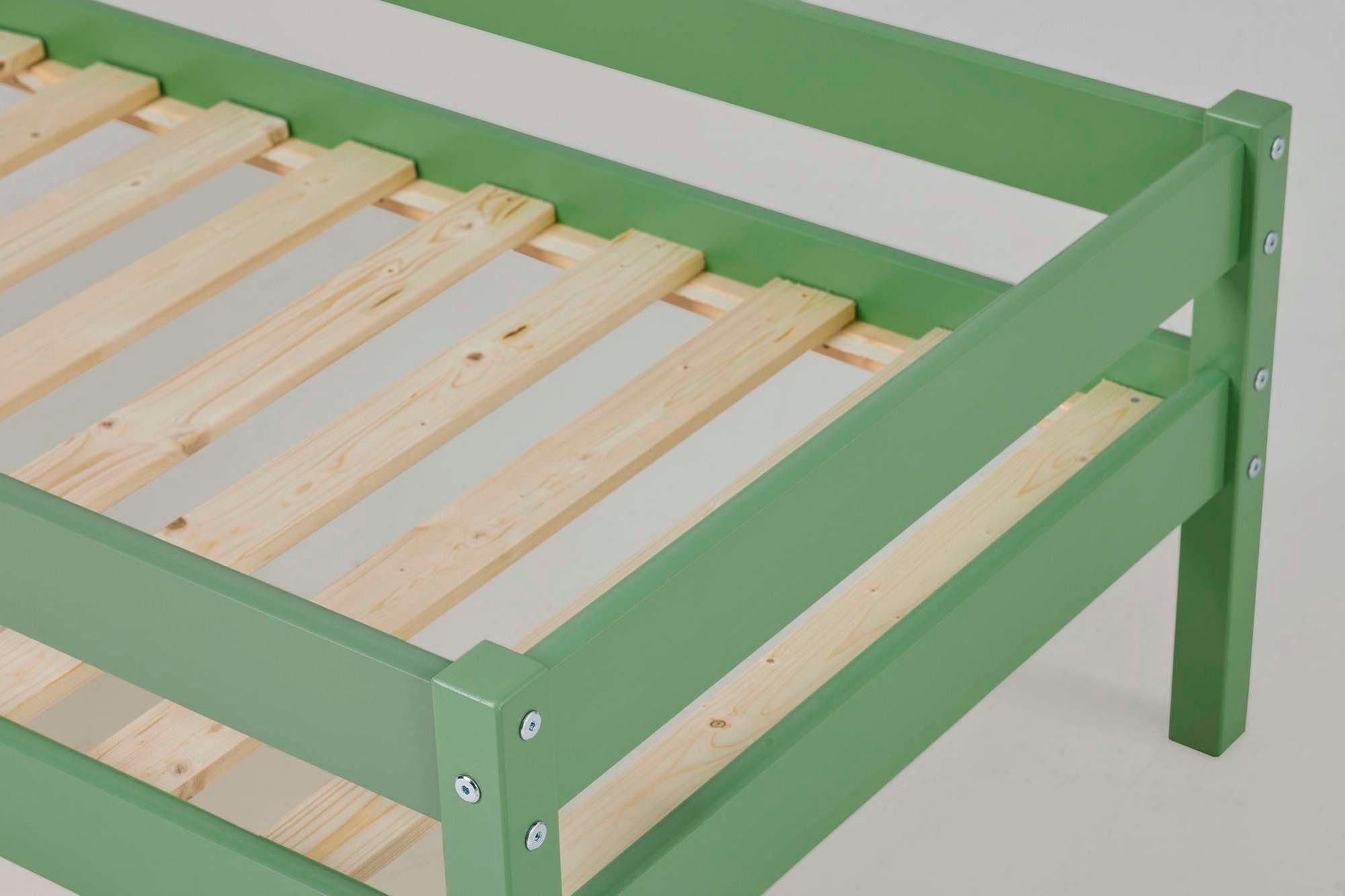 Lüttenhütt Kinderbed ECO One Kinderbed met valbeveiliging en ladder, keuze uit 3 kleuren en matrassen