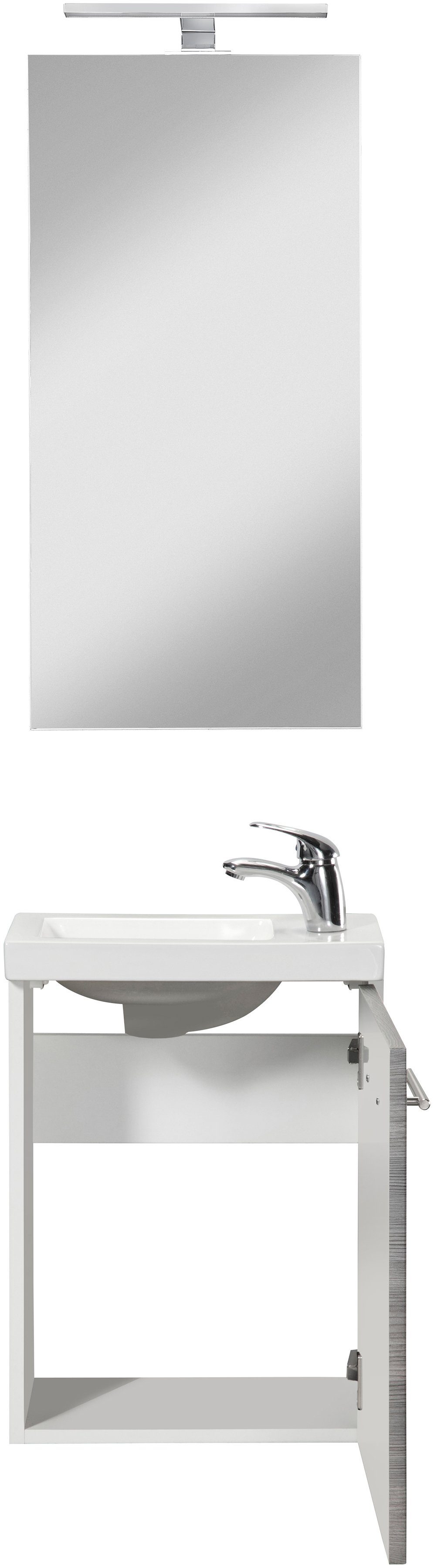 welltime Wastafelmeubel Trento Badkamermeubel breedte 40 cm, gastenbadkamer SlimLine tweede toilet (set, 4-delig)
