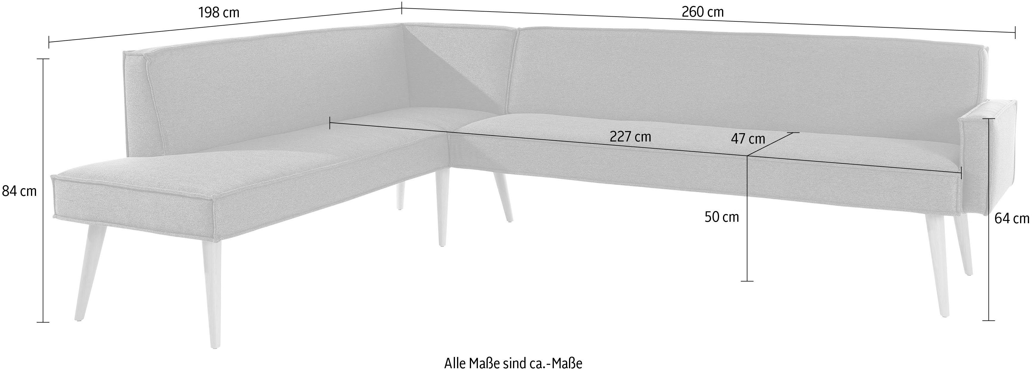 exxpo - sofa fashion Hoekbank Lungo, moderne paspelnaad, comfortabel en elegant, hoge houten voet