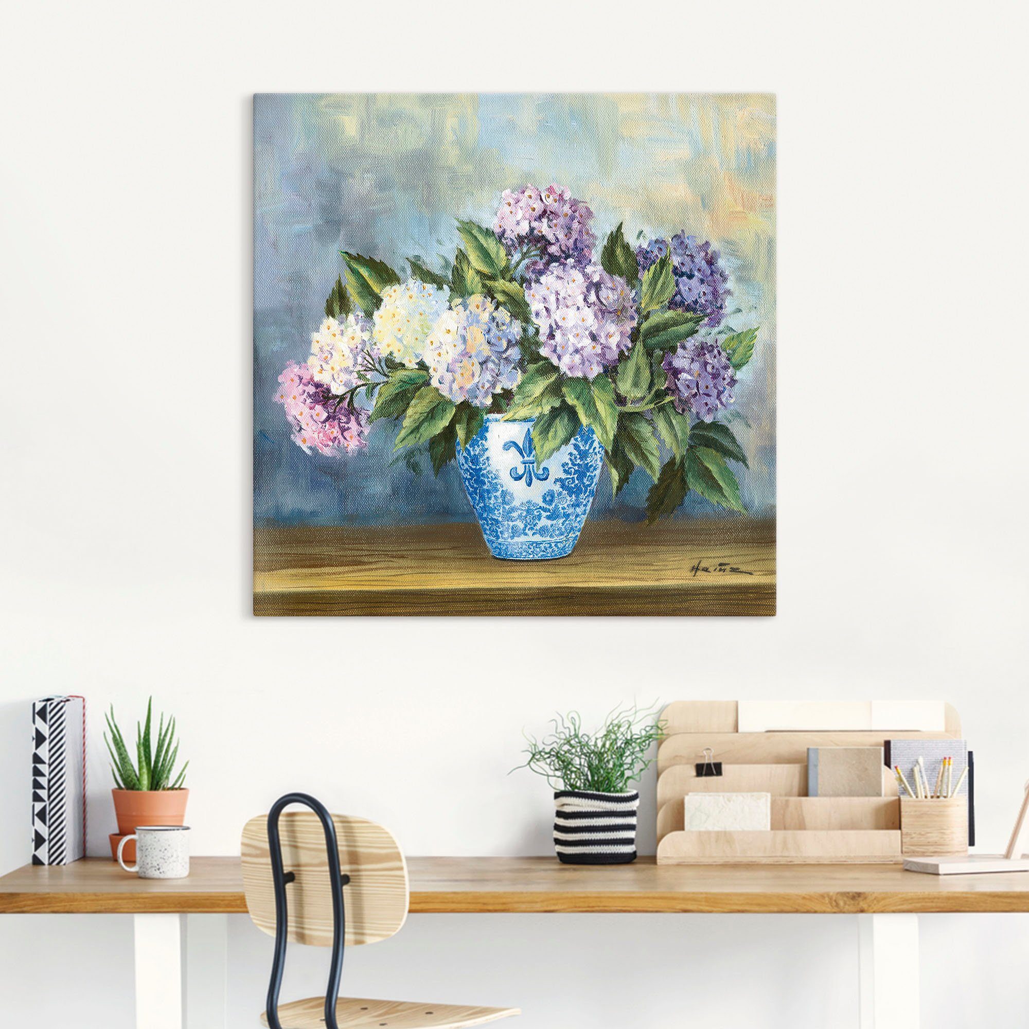 Artland Artprint Hortensia's als artprint van aluminium, artprint voor buiten, artprint op linnen in verschillende maten