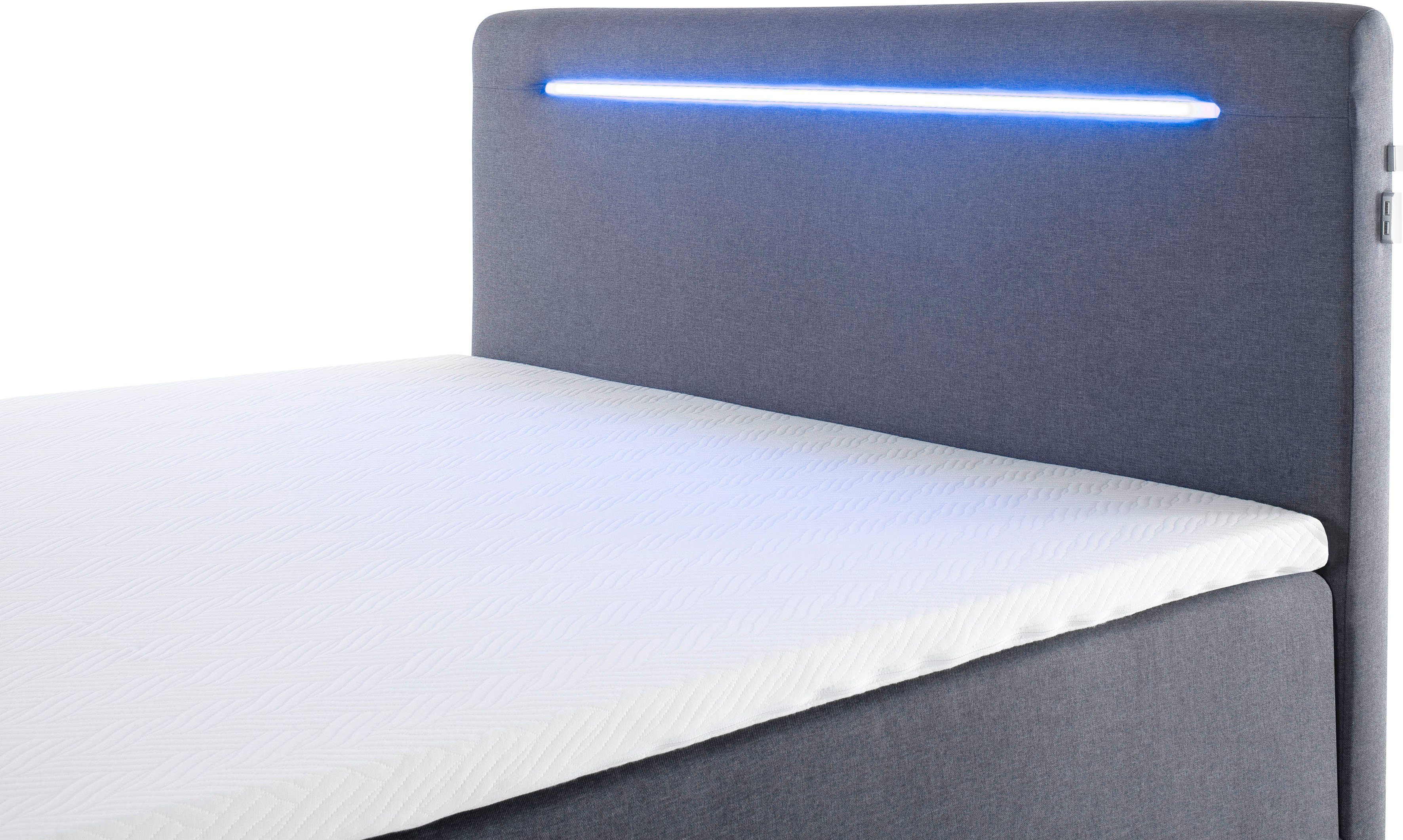 meise.möbel Boxspring Las Vegas Voeten en hoofdbord met ledverlichting, met bedkist en topmatras