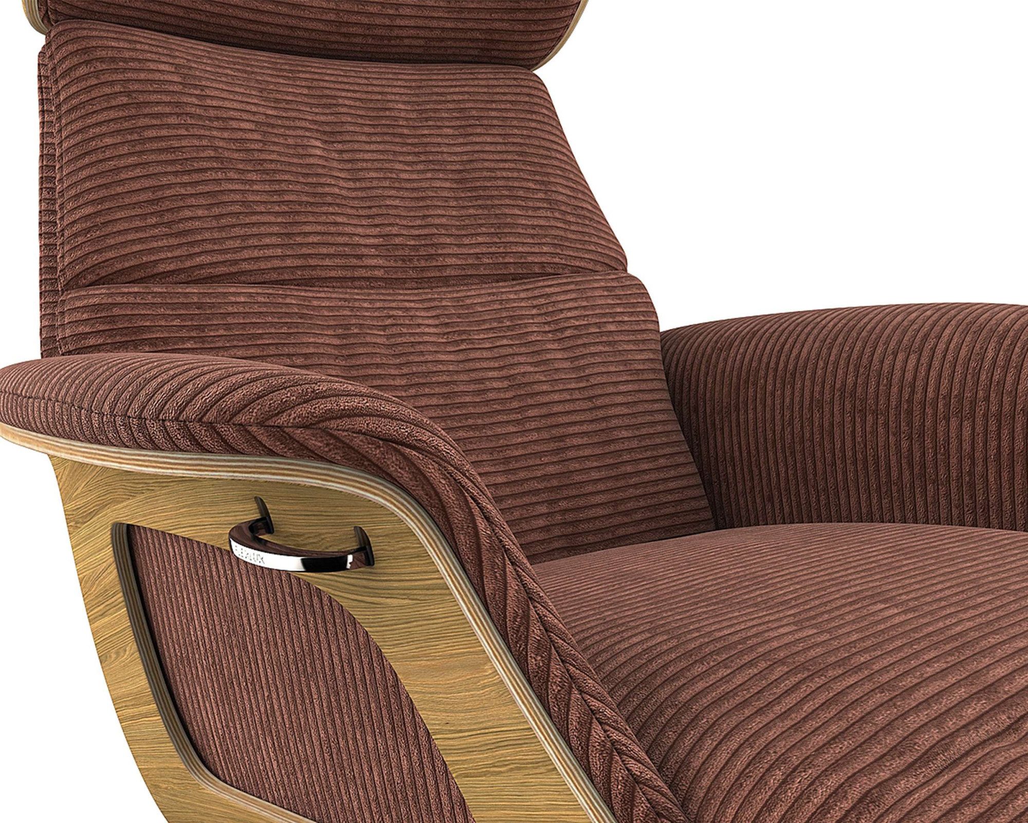 FLEXLUX Loungestoel Clement chaise longue, relaxstoel, ligstoel Rug- en hoofdsteunverstelling, armleuning, geolied eiken, voet van aluminium
