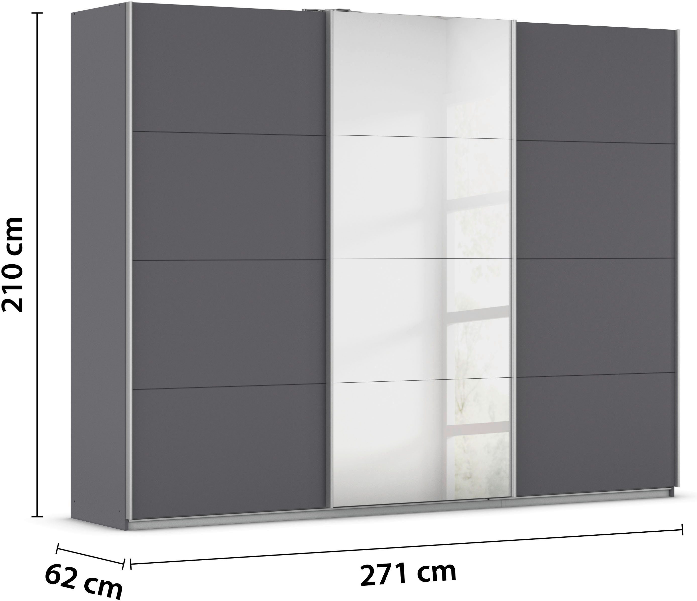 rauch Zweefdeurkast Kledingkast kast garderobe KULMBACH in 2 hoogtes verkrijgbaar, met metalen handgrepen made in germany
