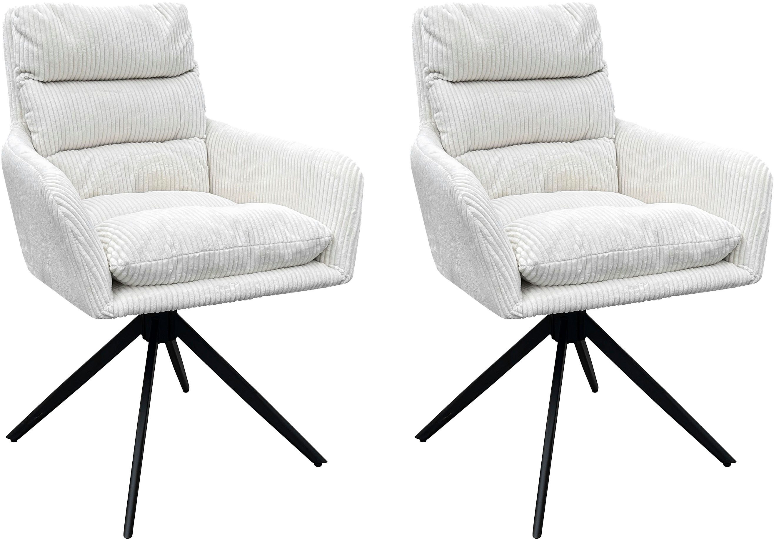byLIVING Eetkamerstoel Pura (2-stuks set) Zitkuip 360° draaibaar, zwart metaal, armleuningstoel, diverse kleuren (set)