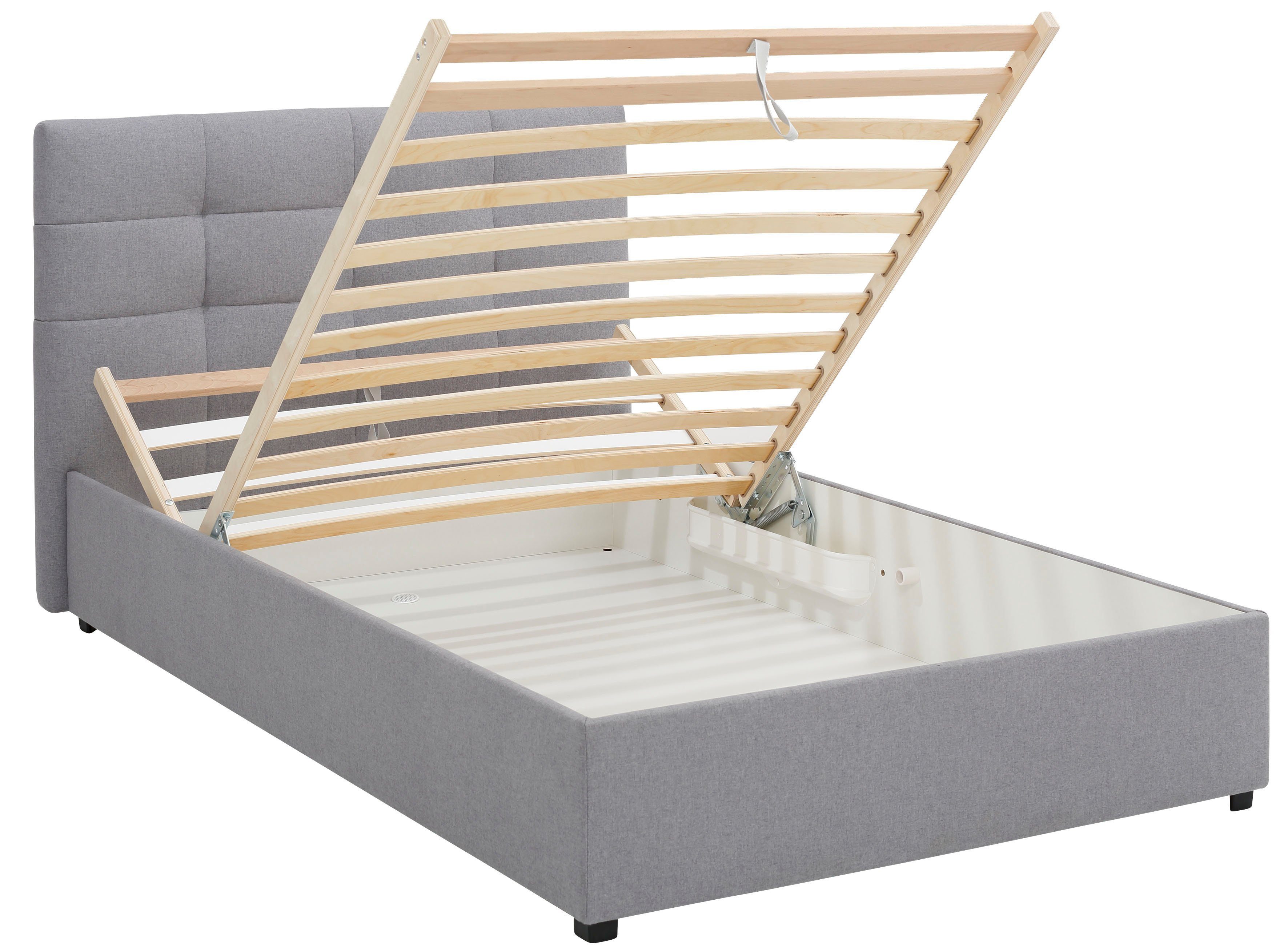 Lüttenhütt Gestoffeerd bed Endres met bedkist, naar keuze zonder matras/lattenbodem of incl. matras