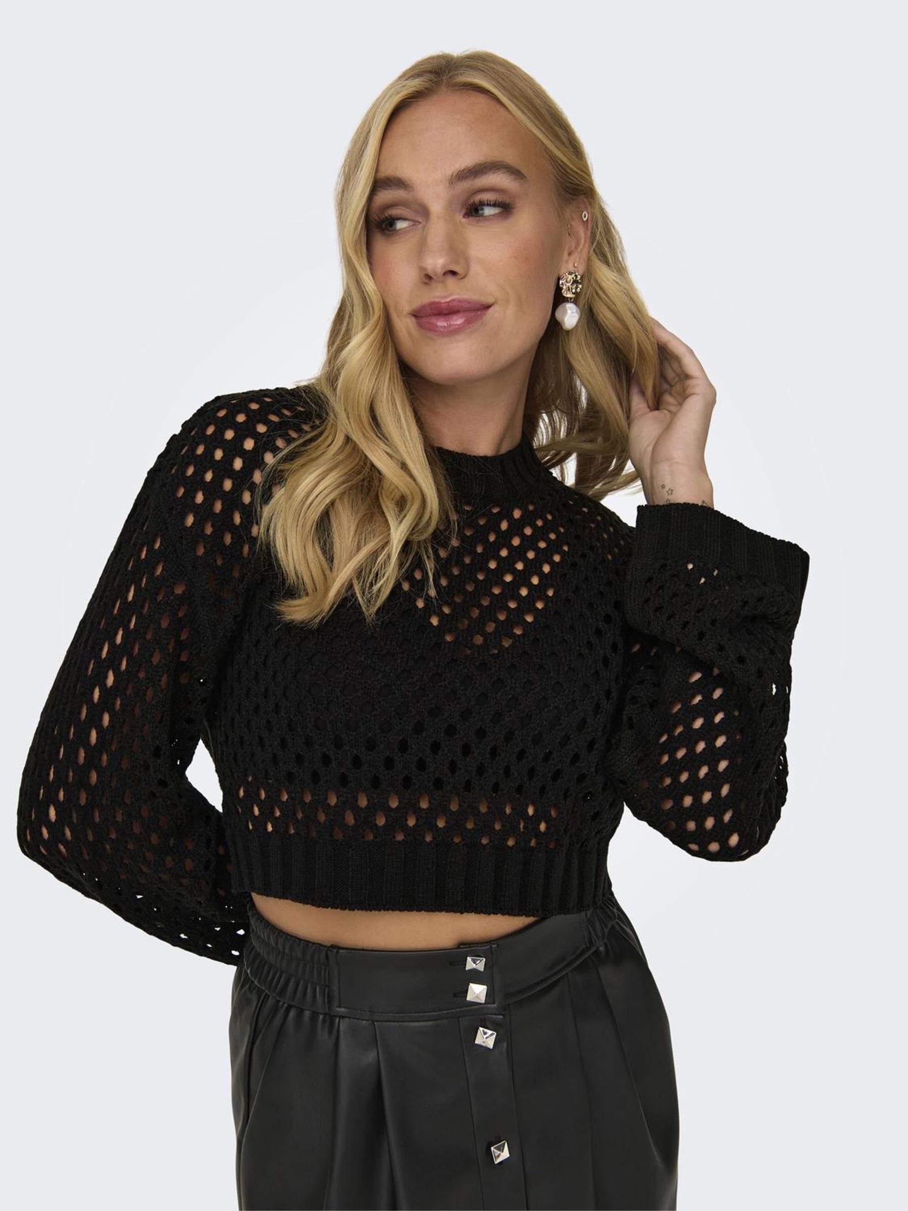 Only Gebreide trui ONLSMILLA SHORT PULLOVER L S KNT NOOS